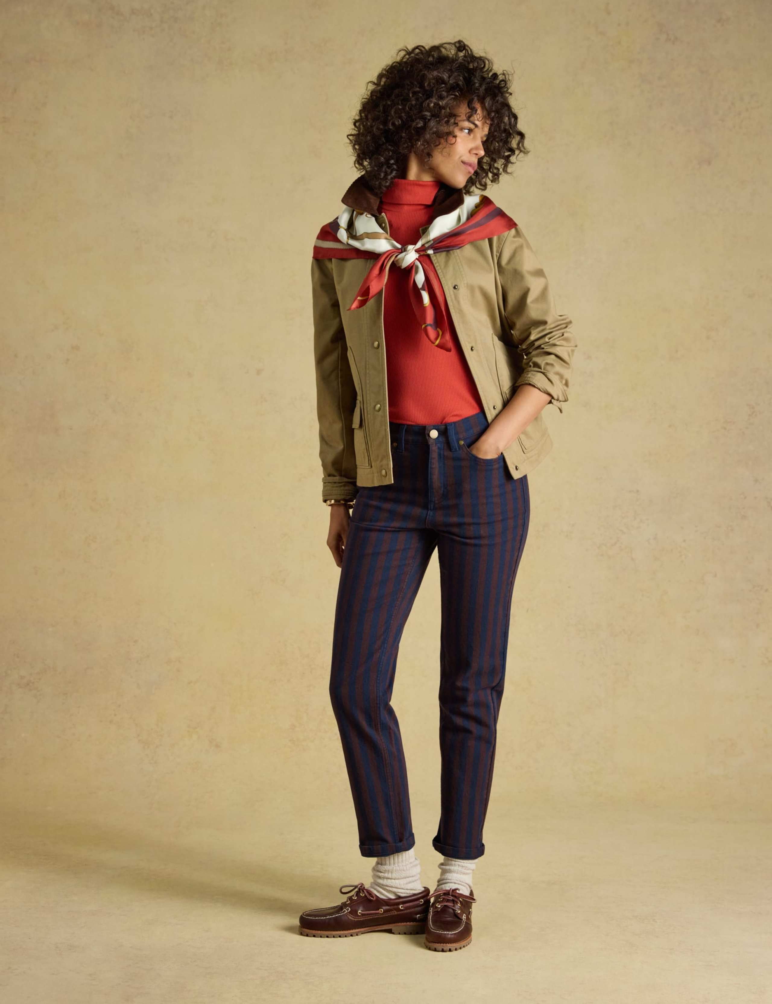 Mid Rise Striped Straight Leg Jeans 2 of 5