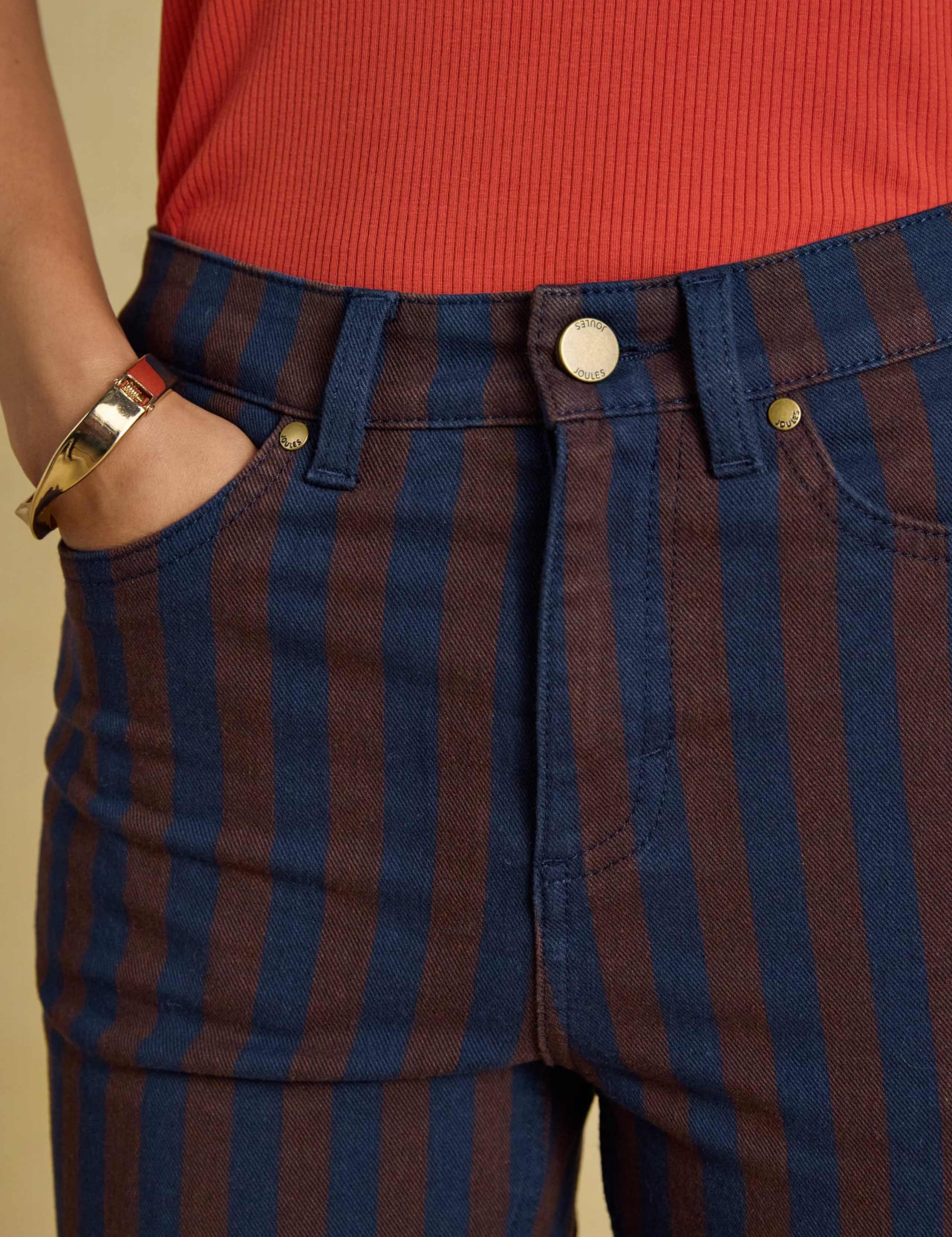 Mid Rise Striped Straight Leg Jeans 4 of 5
