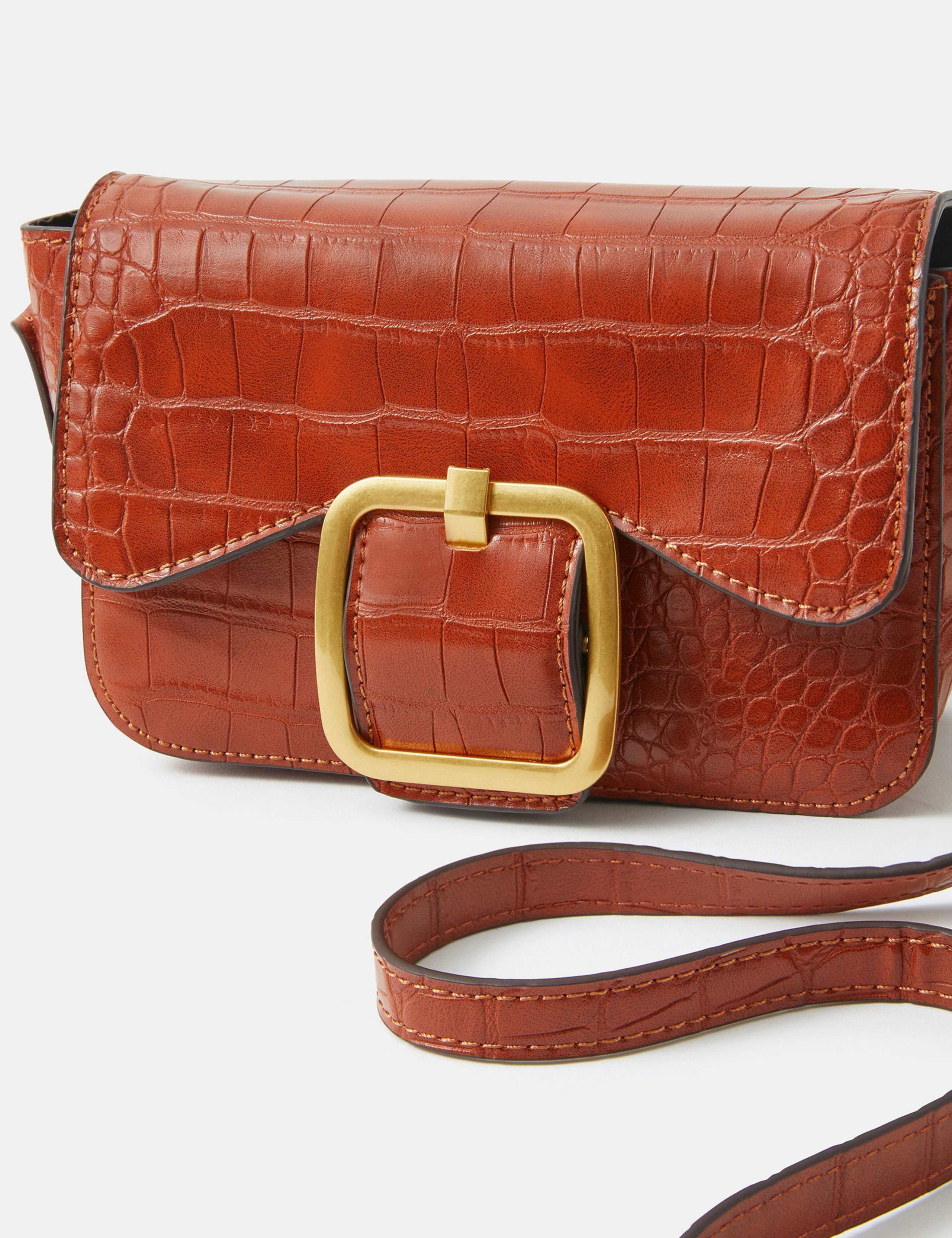 Croc Effect Faux Buckle Cross Body Bag 3 of 5