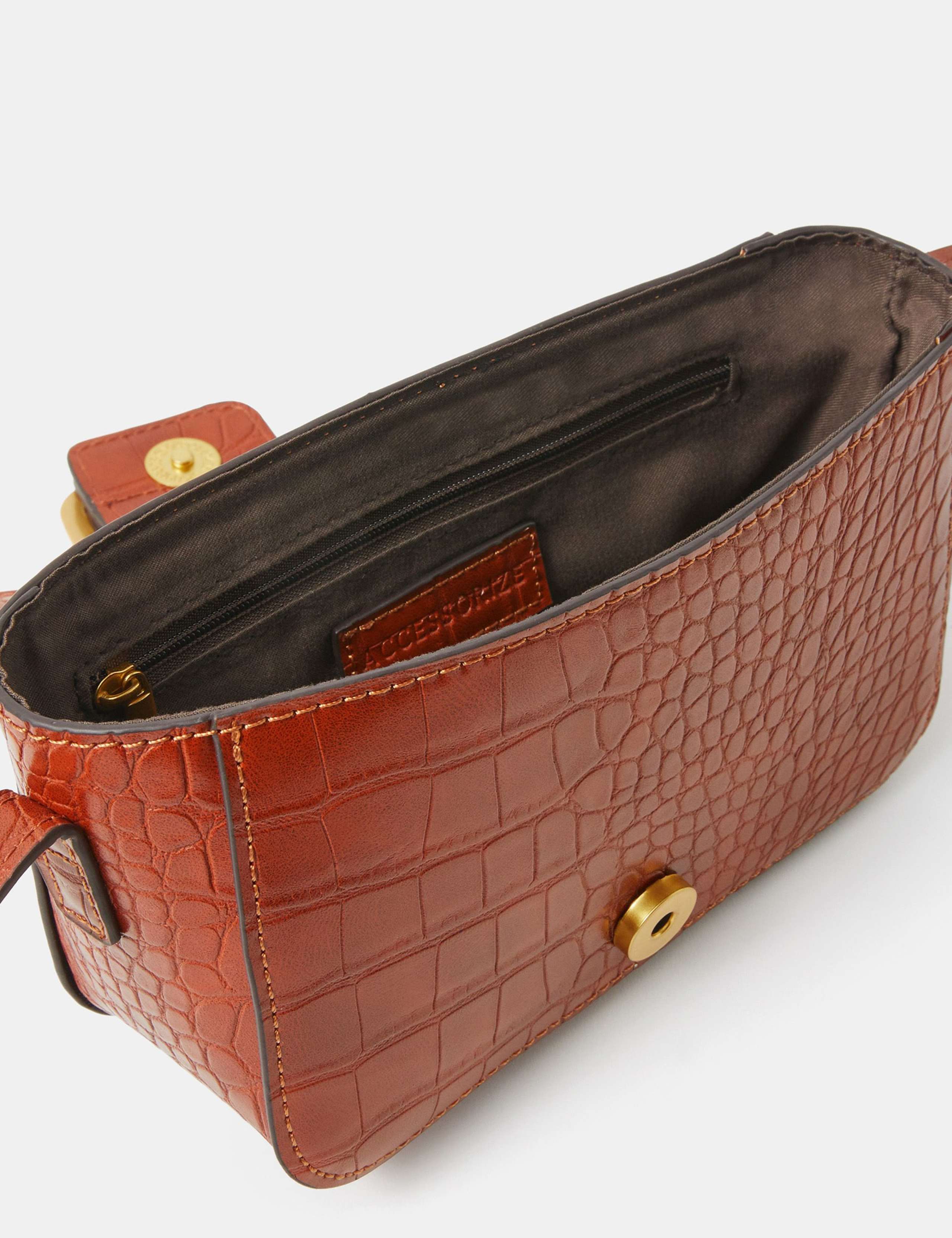 Croc Effect Faux Buckle Cross Body Bag 5 of 5