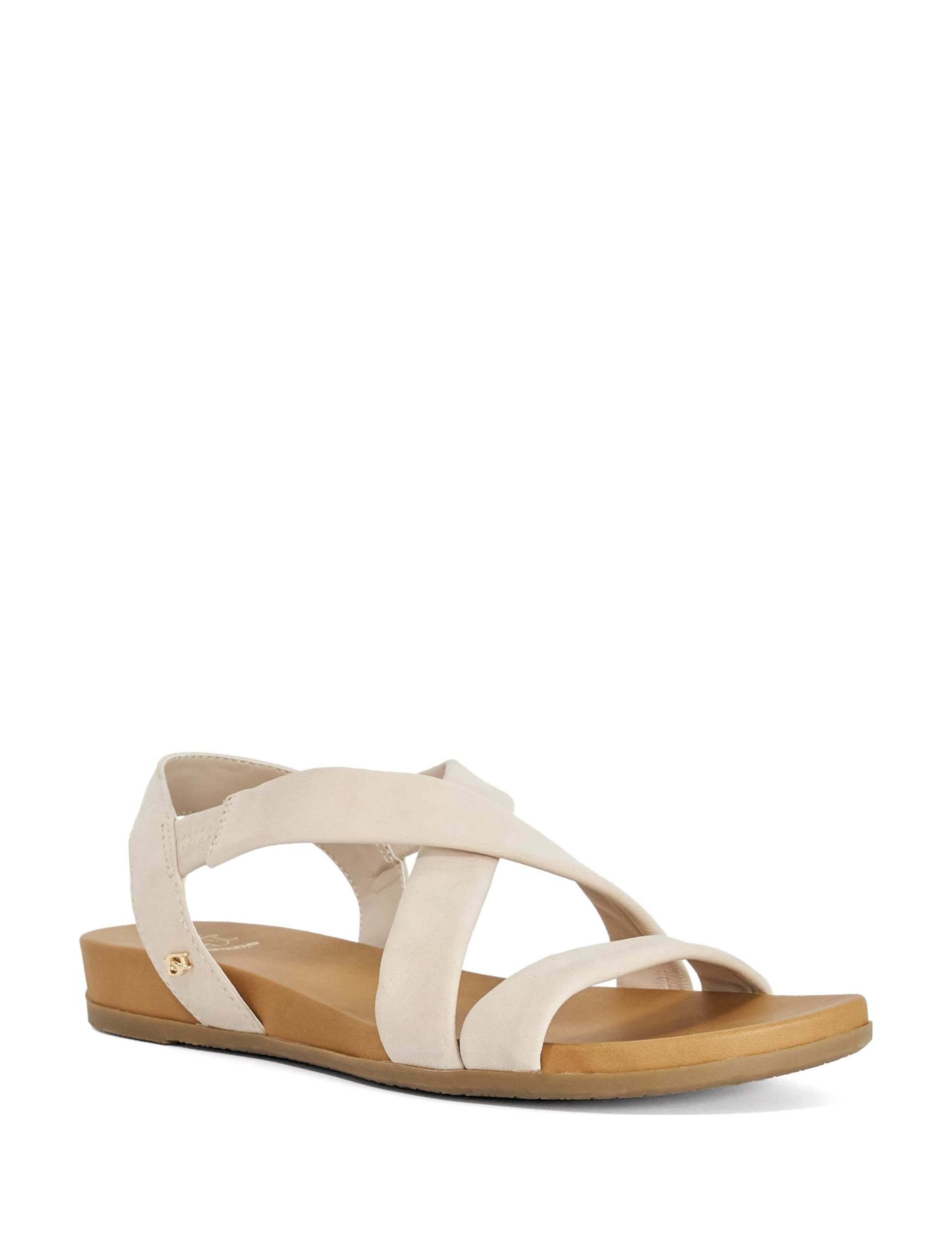 Leather Cross Strap Flat Sandals 2 of 5