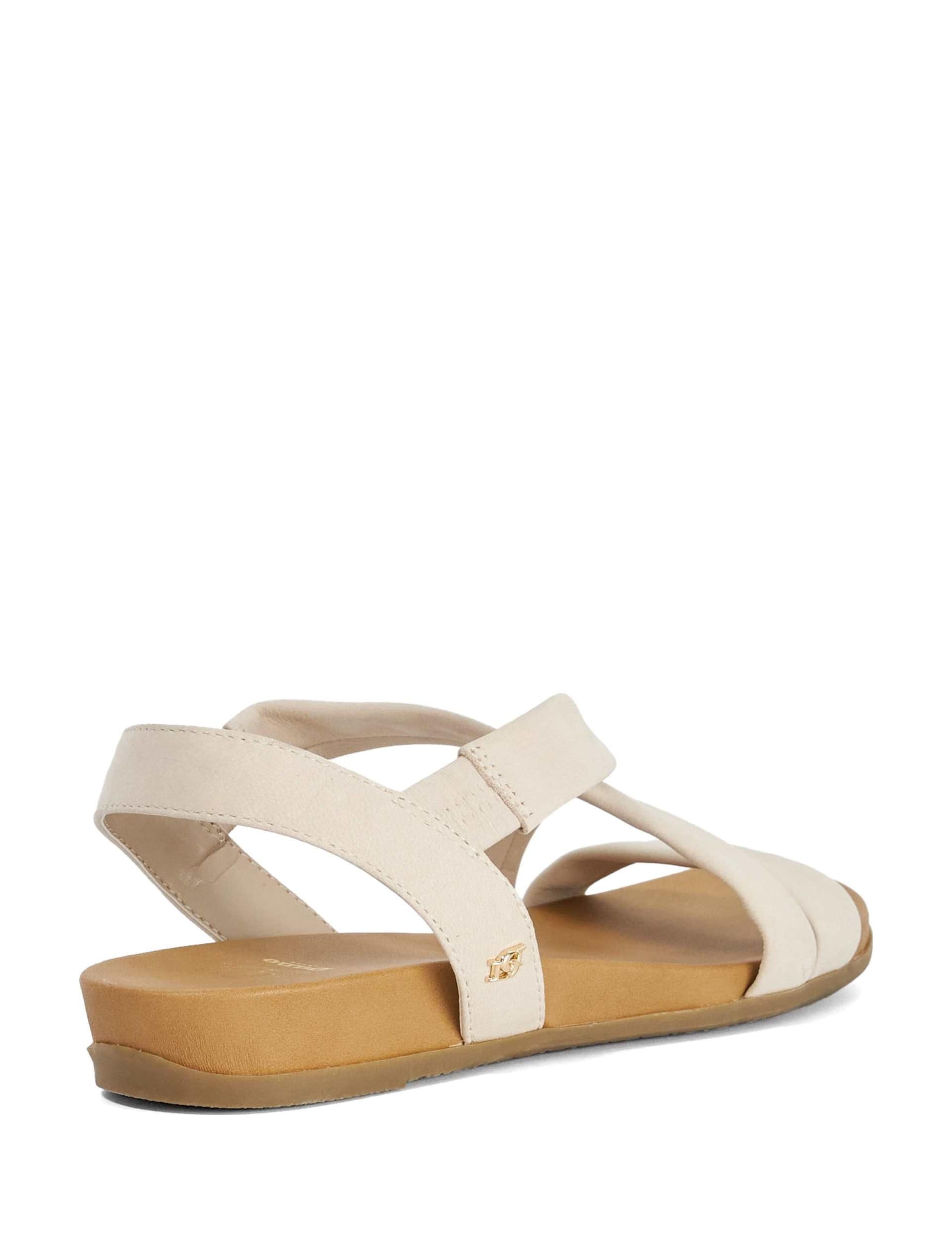 Leather Cross Strap Flat Sandals 3 of 5