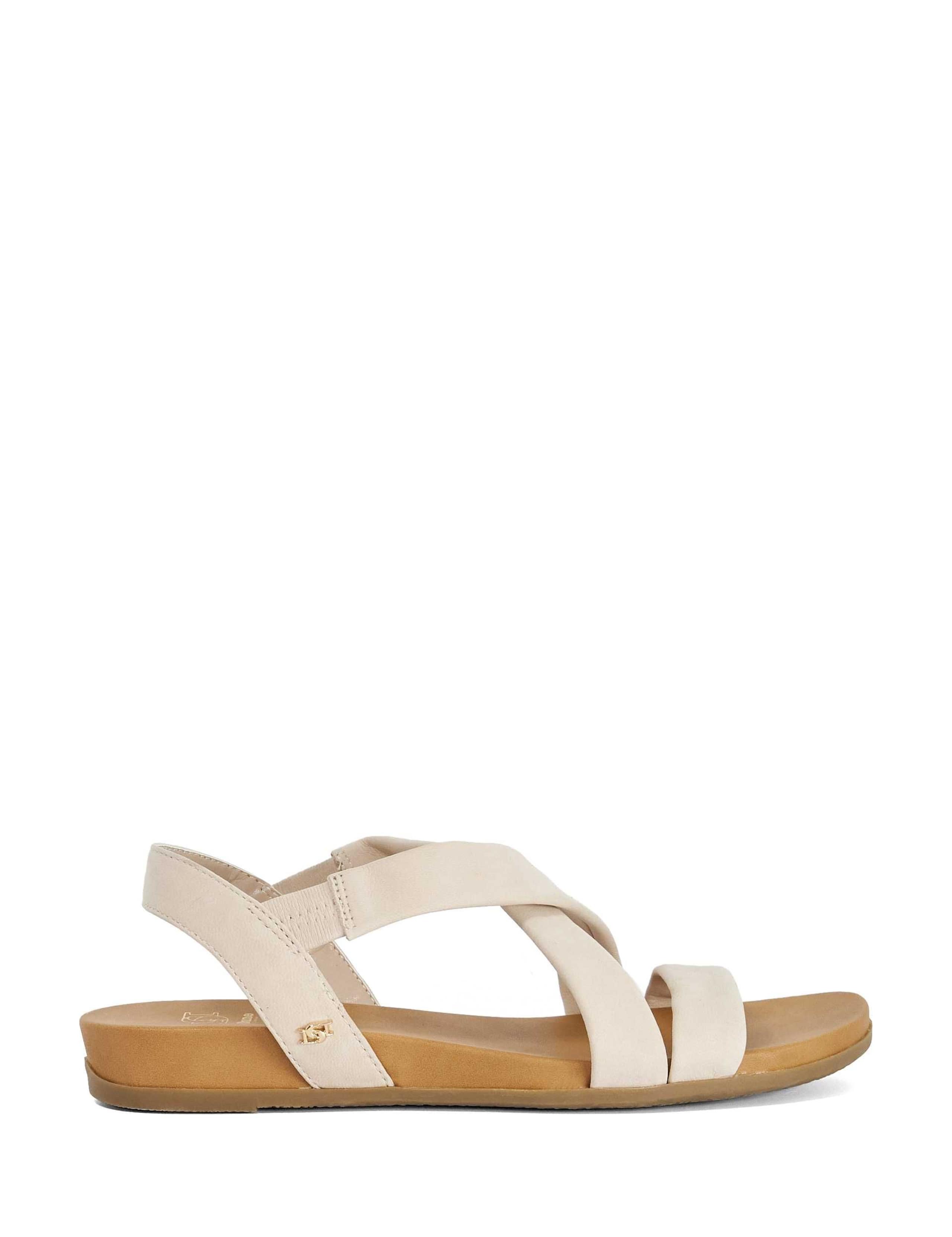 Leather Cross Strap Flat Sandals 6 of 6