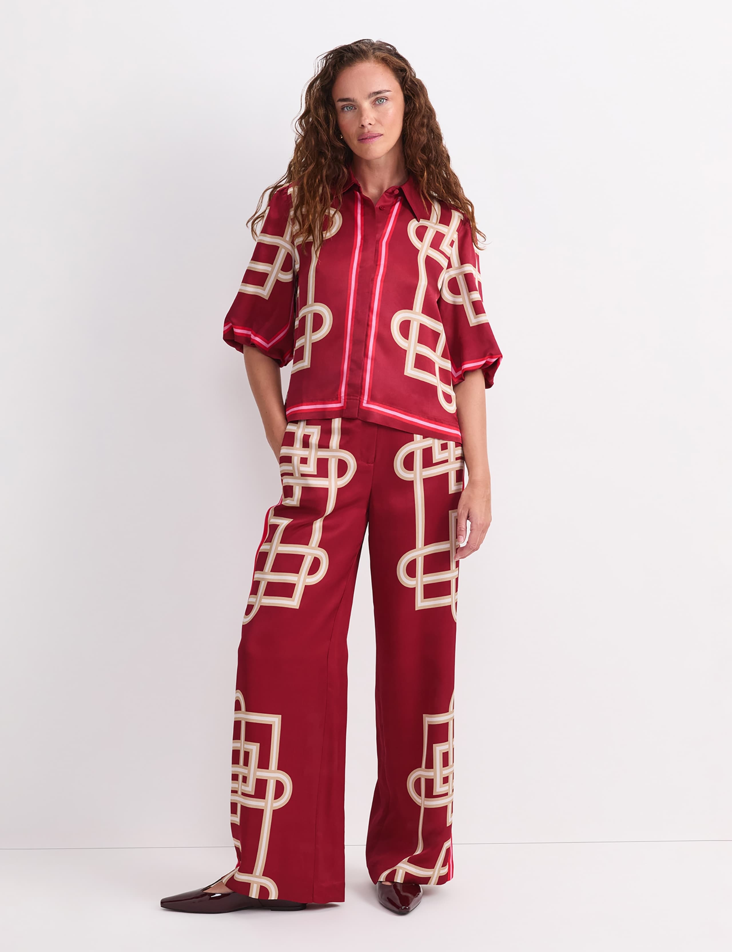 Printed Collared Relaxed Blouse 2 of 7