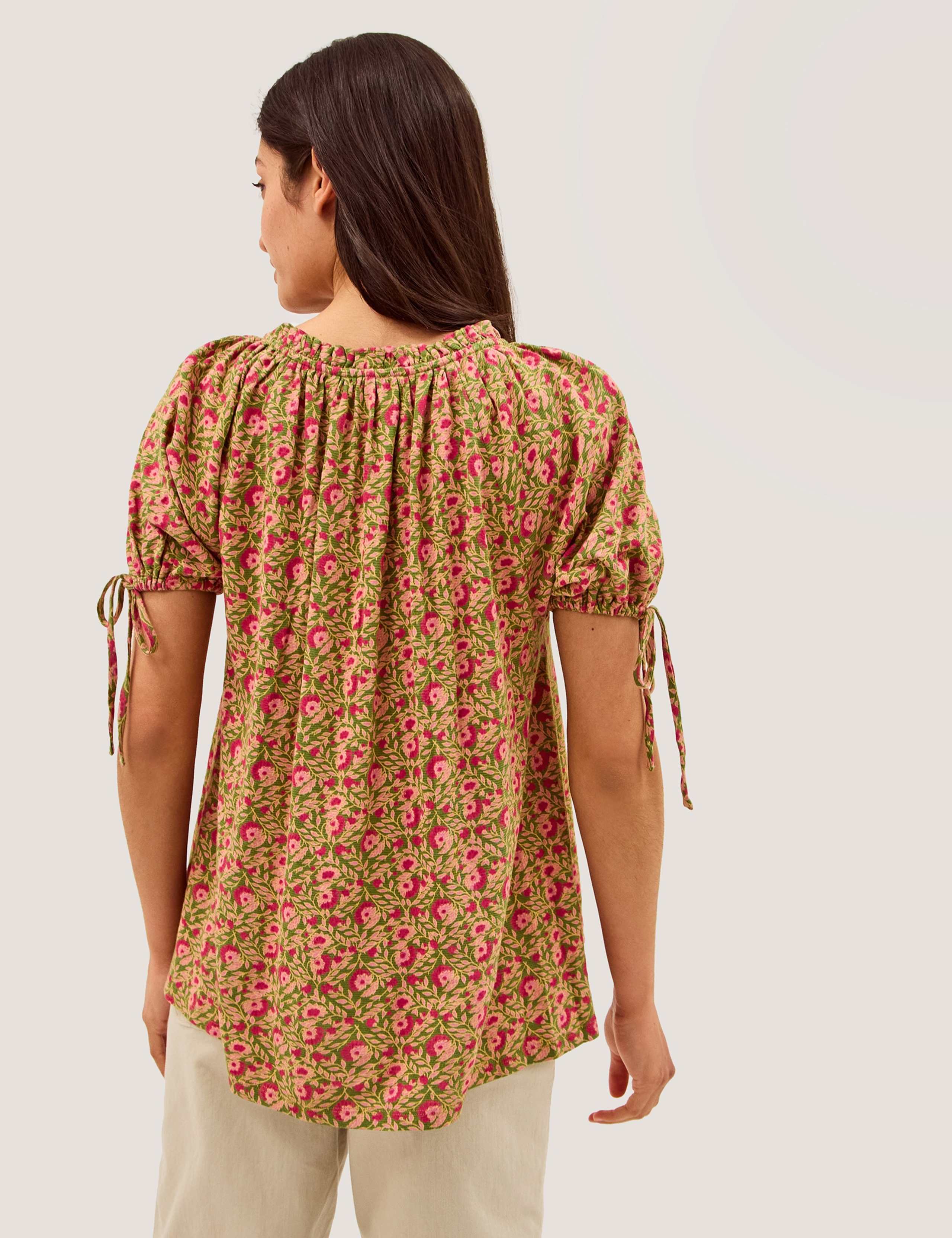 Cotton Rich Jersey Printed Puff Sleeve Blouse 5 of 5