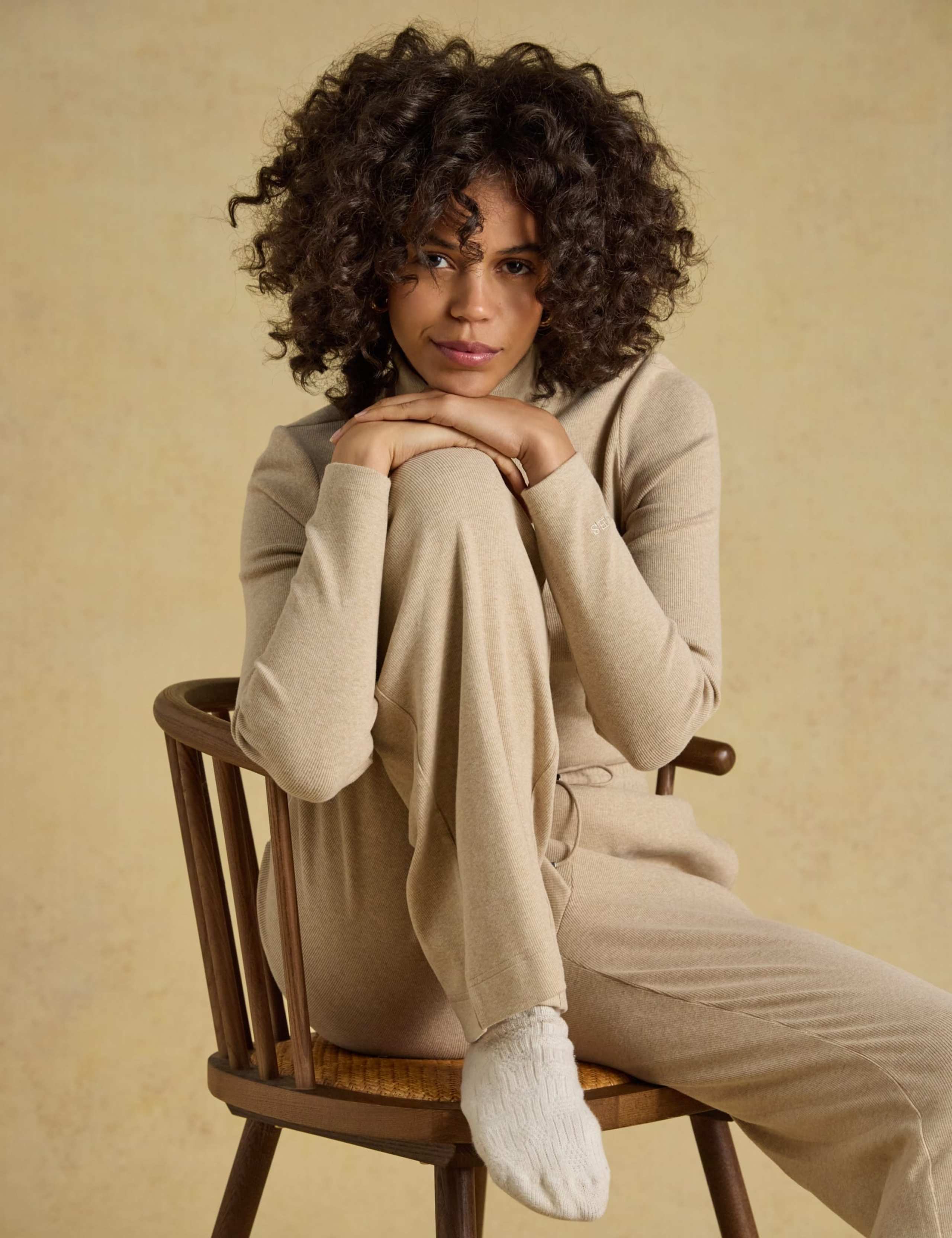 Cotton Rich Ribbed Wide Leg Joggers 4 of 7
