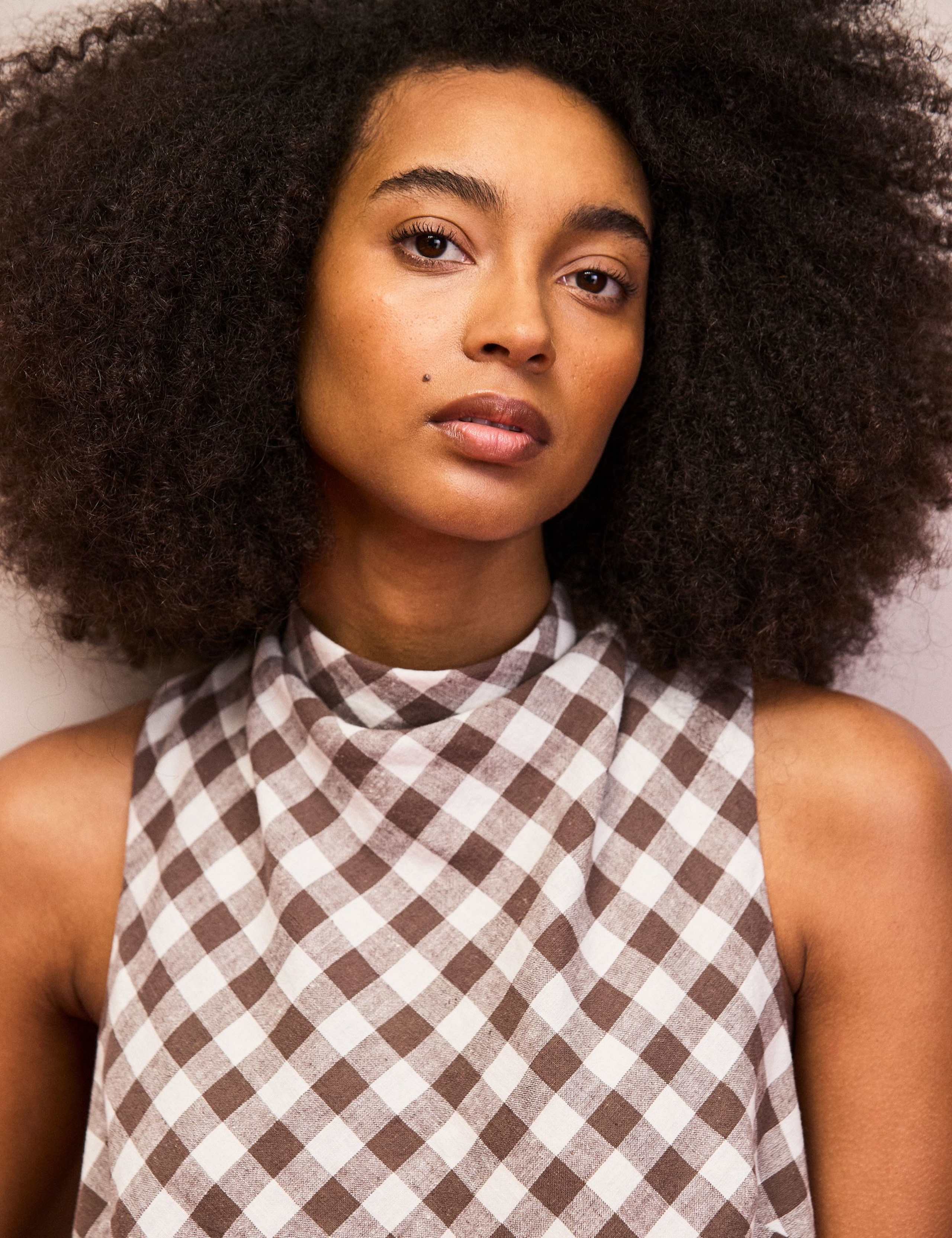 Linen Blend Gingham Cowl Neck Mini Shift Dress 3 of 3