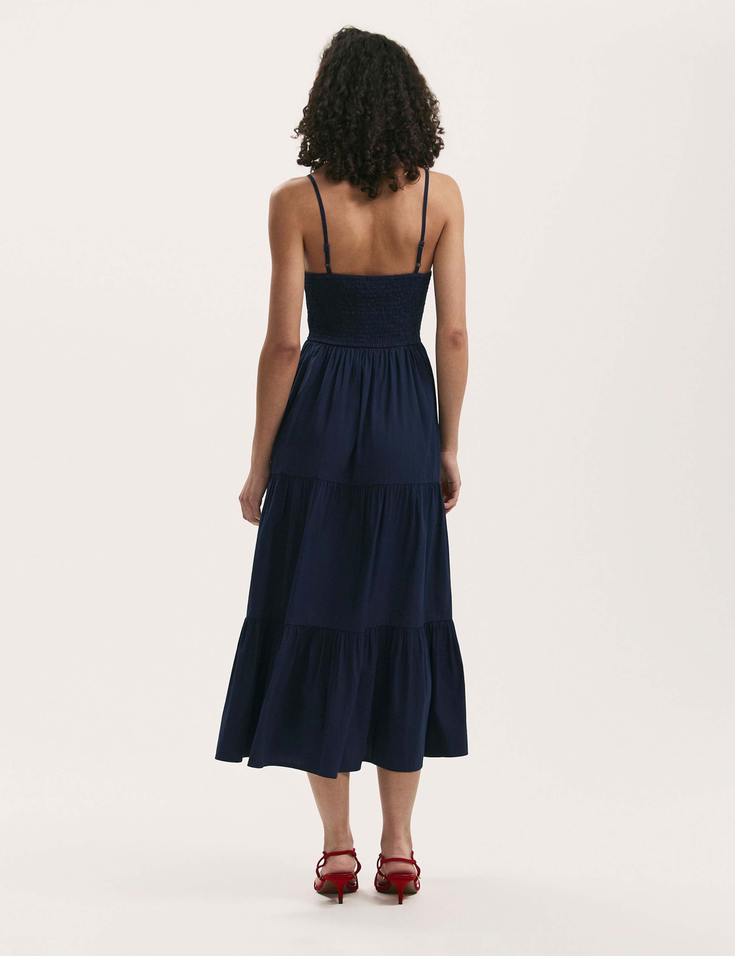 Pure Cotton V-Neck Midi Tiered Dress 2 of 4