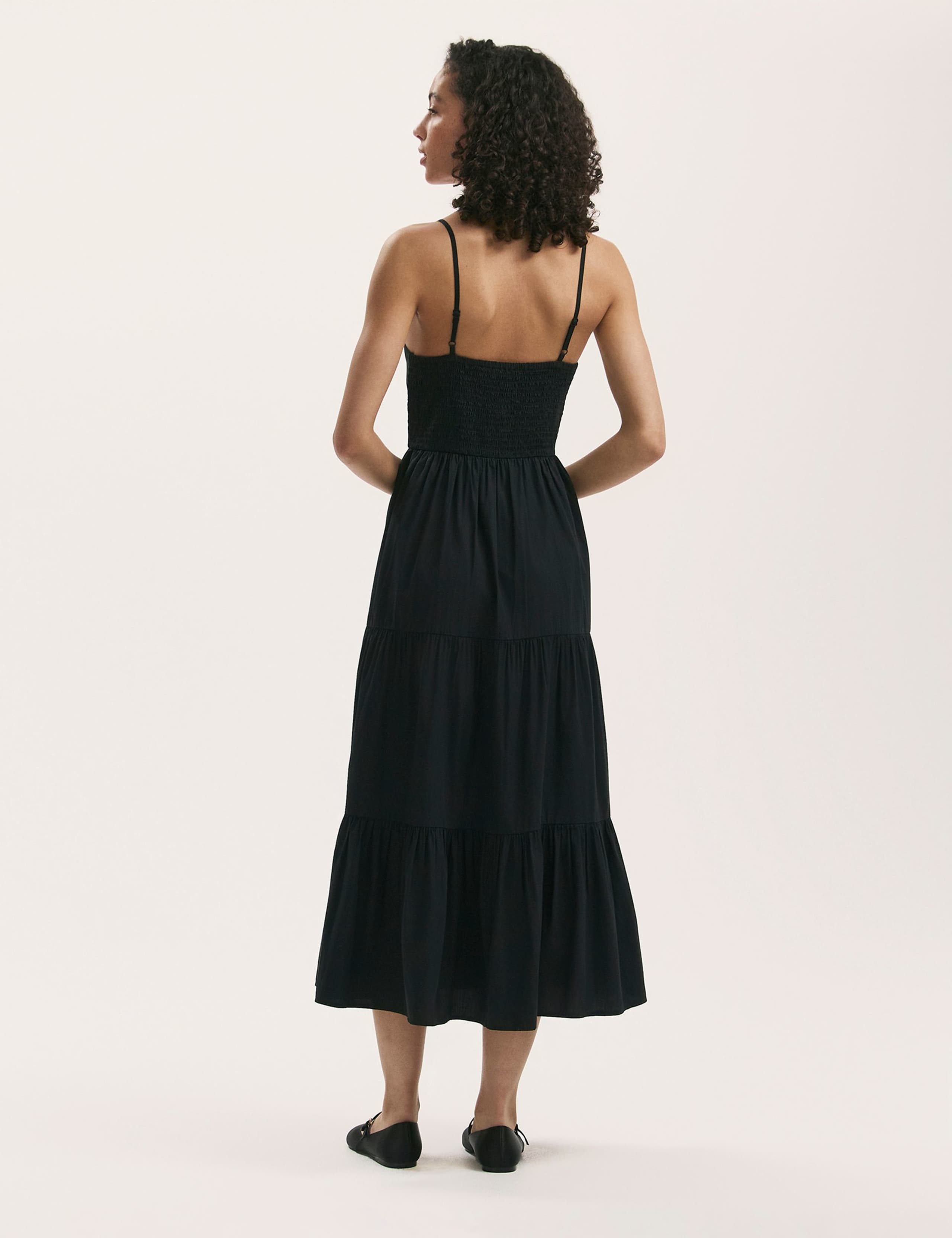 Pure Cotton V-Neck Midi Tiered Dress 2 of 4