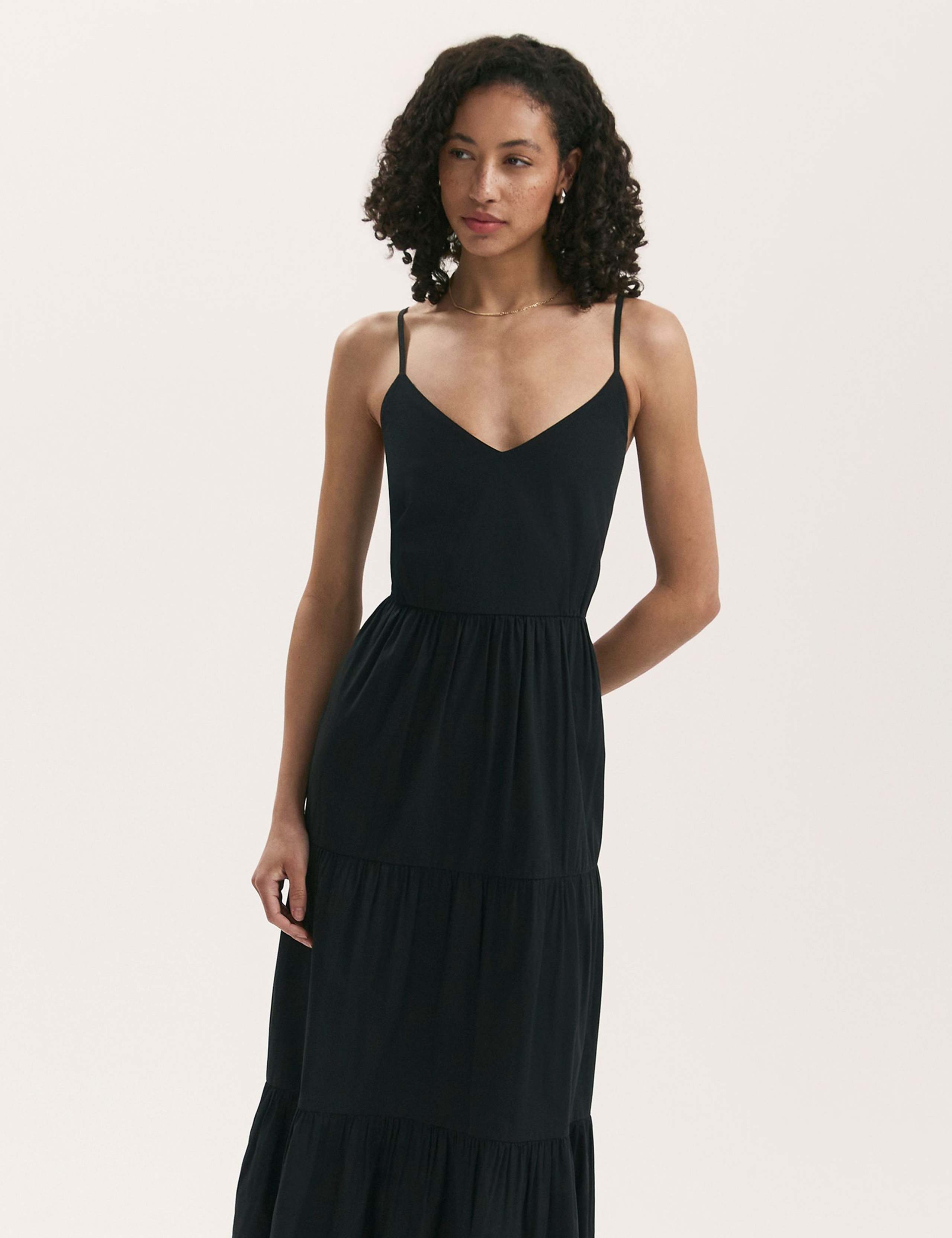 Pure Cotton V-Neck Midi Tiered Dress 3 of 4
