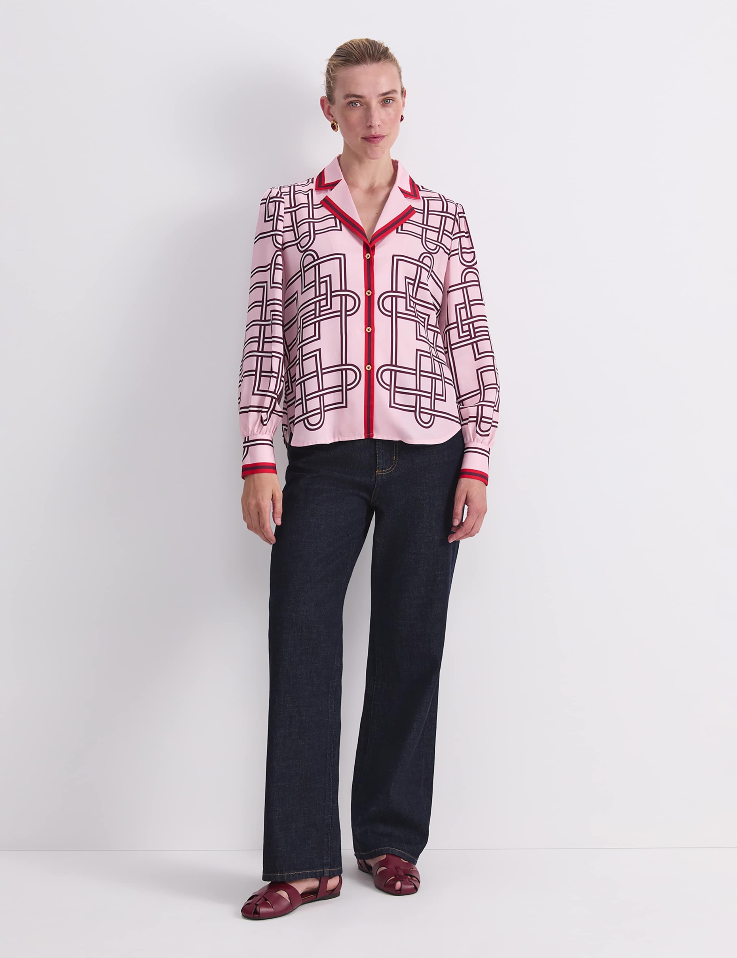 Printed Collared Relaxed Blouse 2 of 8