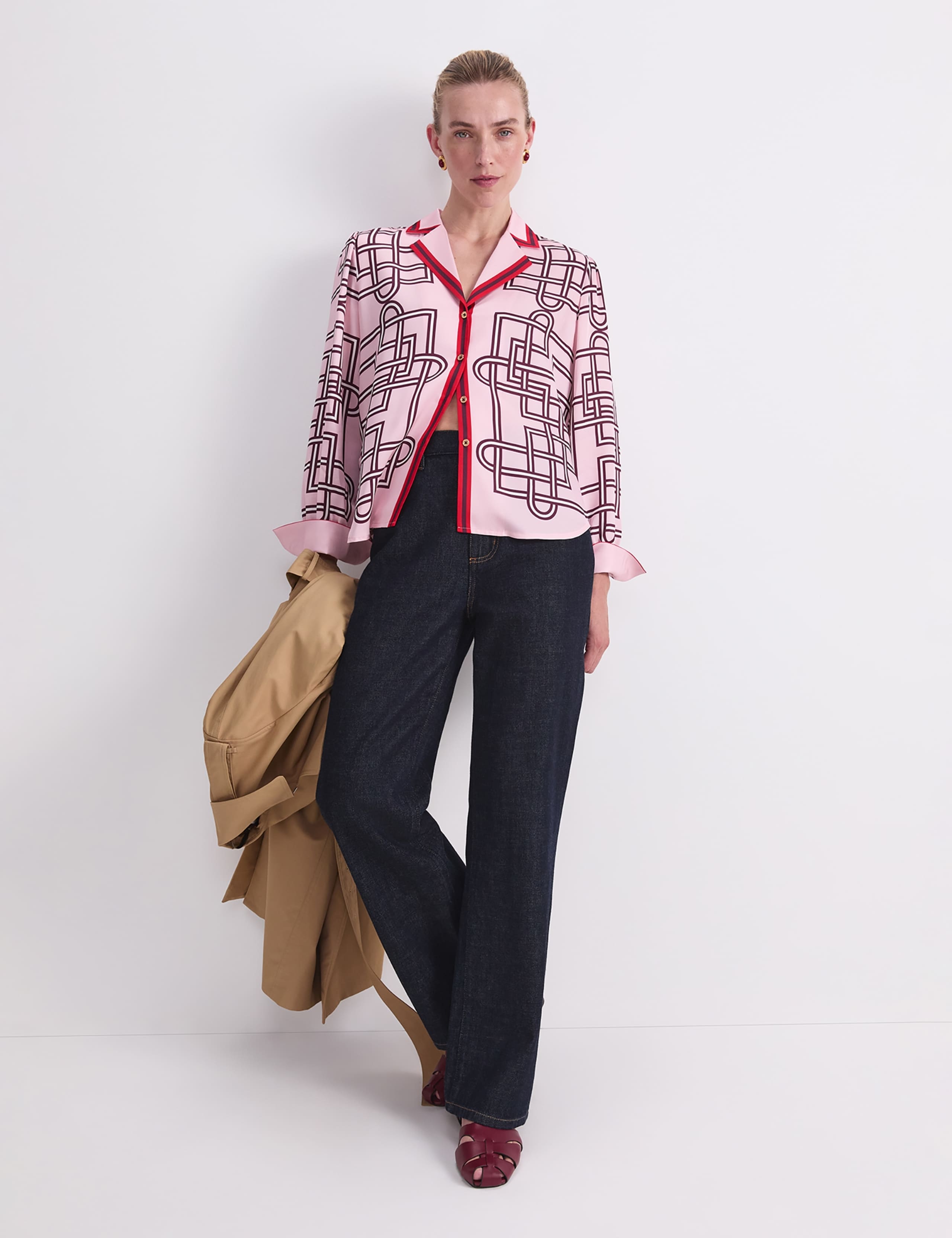 Printed Collared Relaxed Blouse 3 of 8