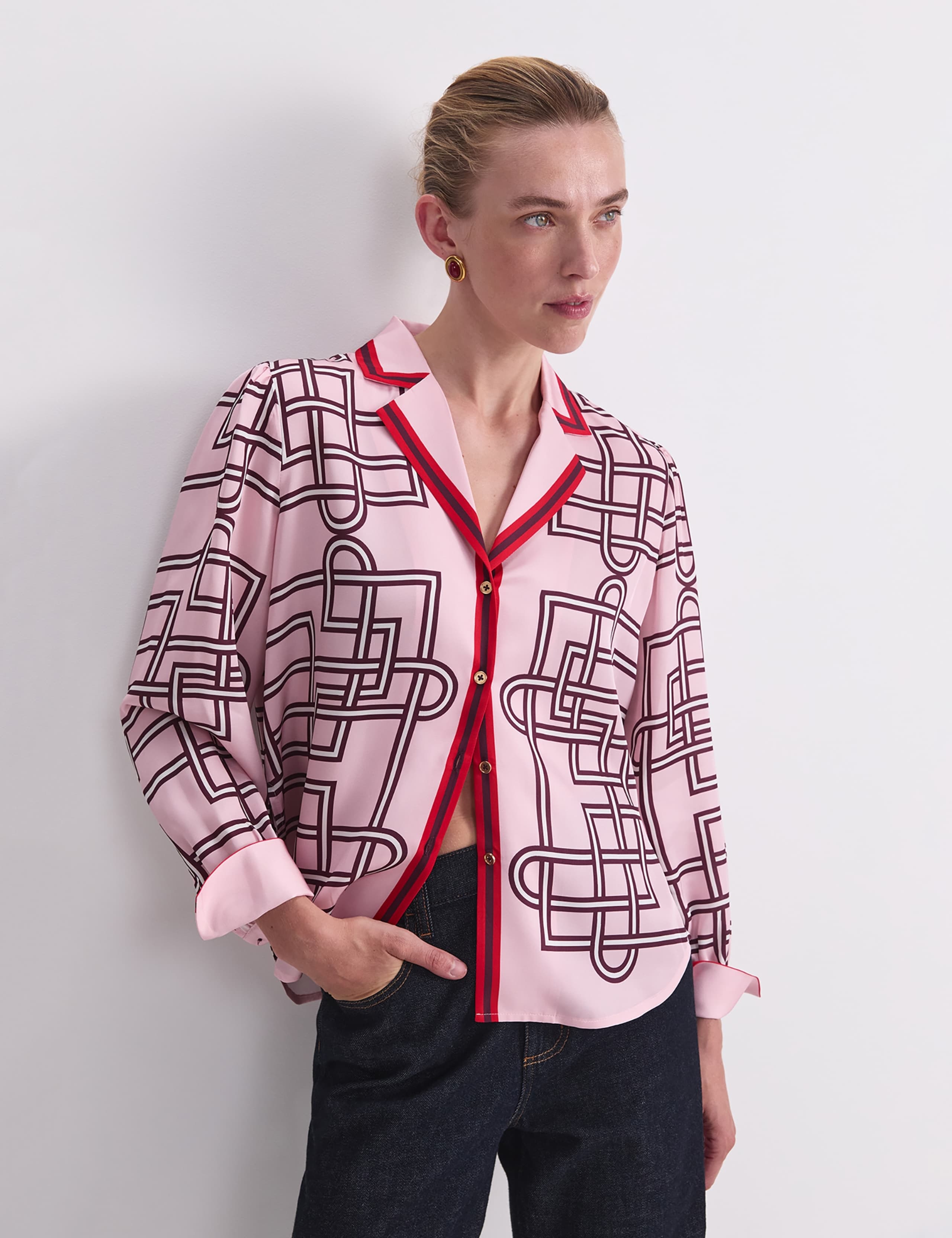 Printed Collared Relaxed Blouse 6 of 8