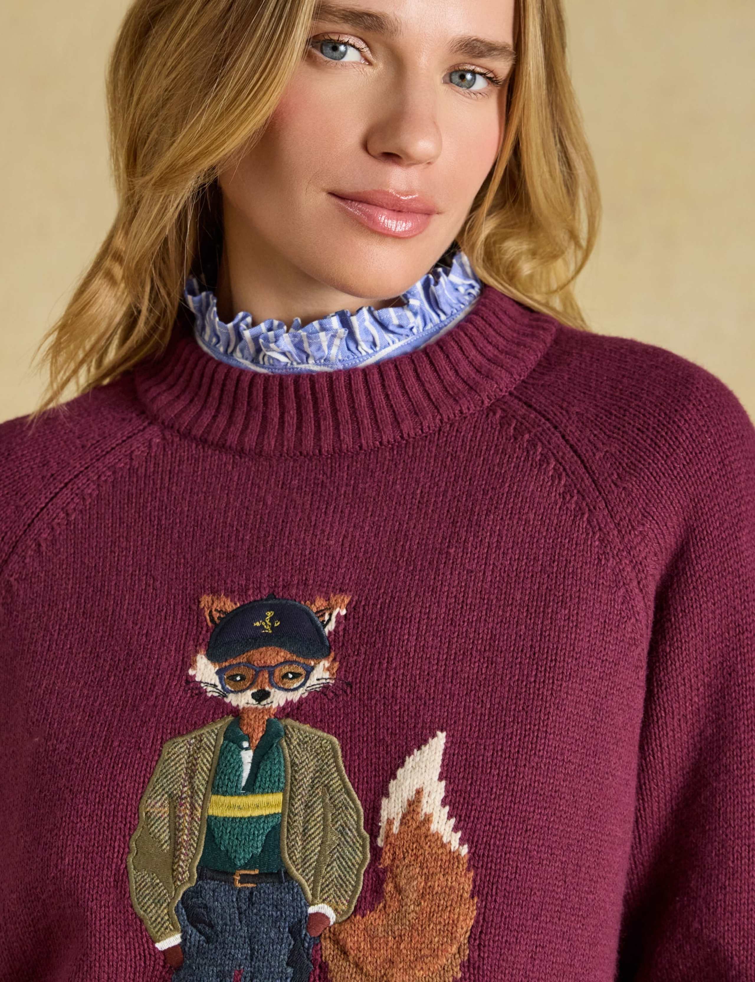 Cotton Rich Embroidered Jumper with Wool 2 of 8