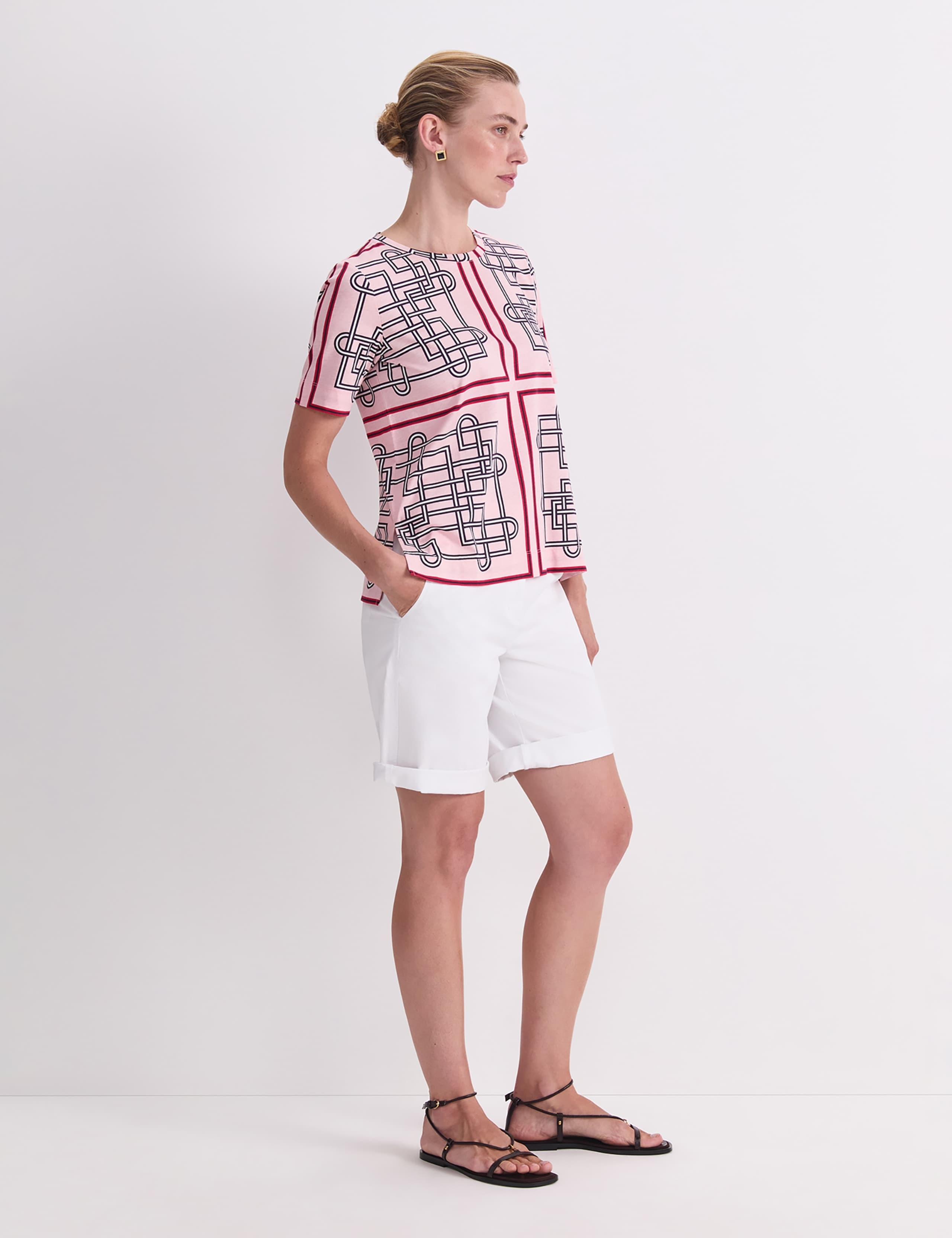 Pure Cotton Printed Crew Neck Blouse 4 of 7
