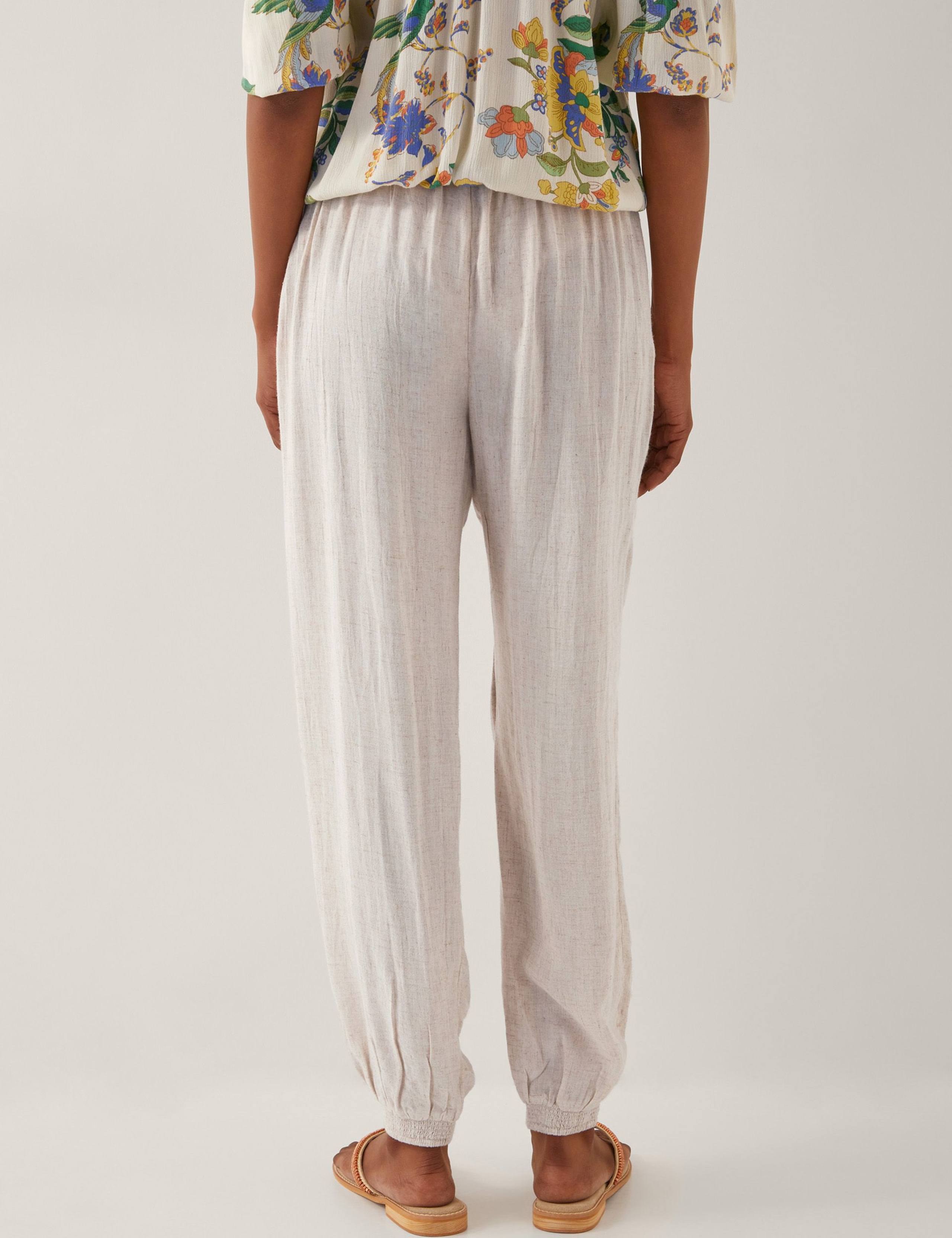 Straight Leg Cuffed Trousers With Linen 3 of 4