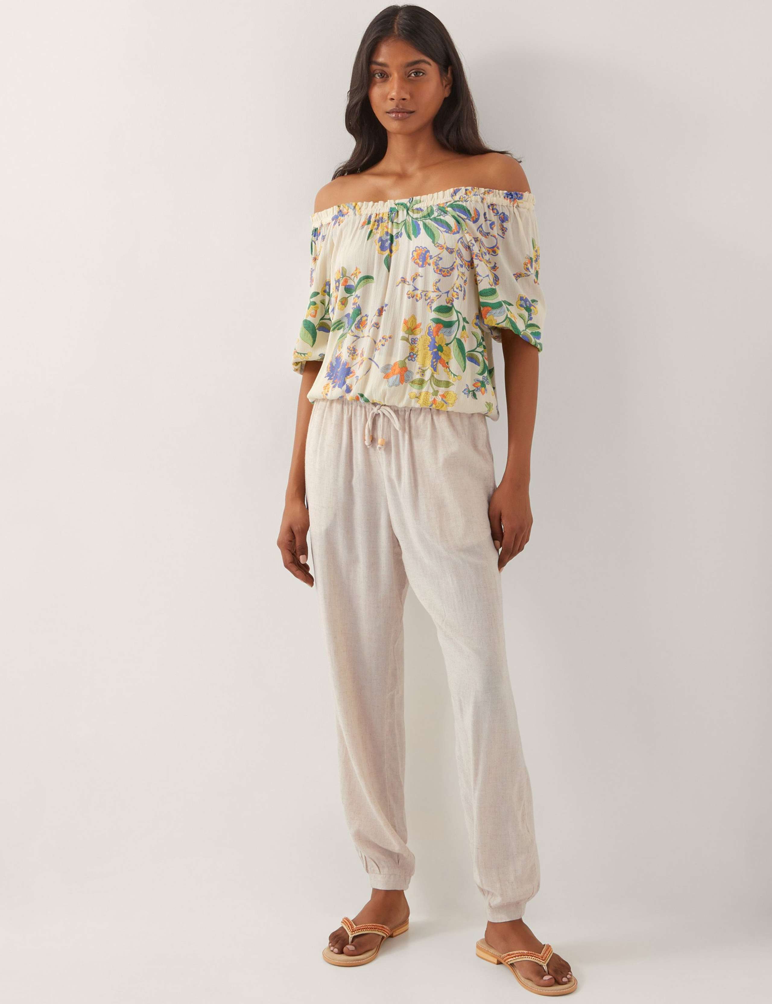 Straight Leg Cuffed Trousers With Linen 4 of 4