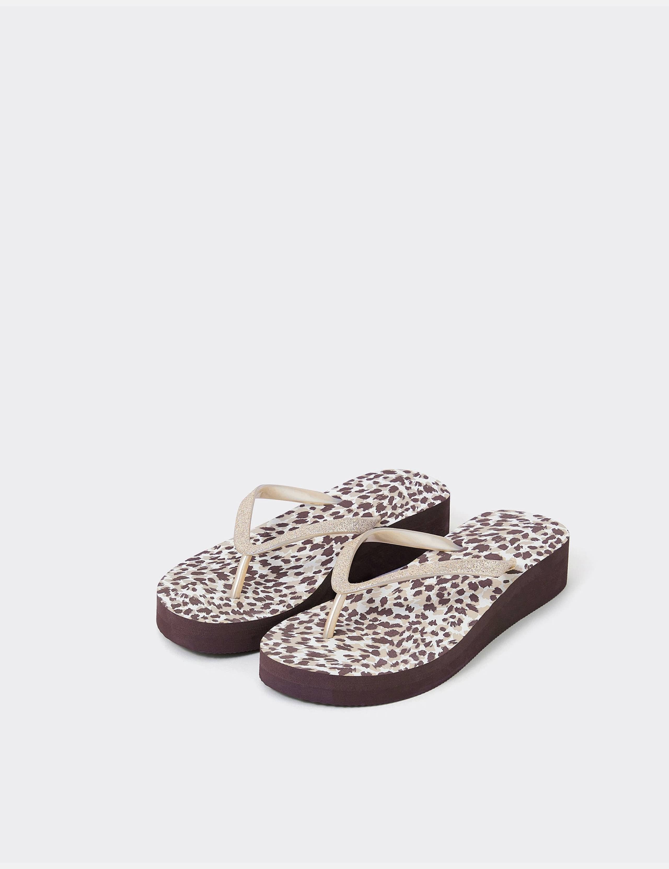 Leopard Print Wedge Flip Flops 3 of 3
