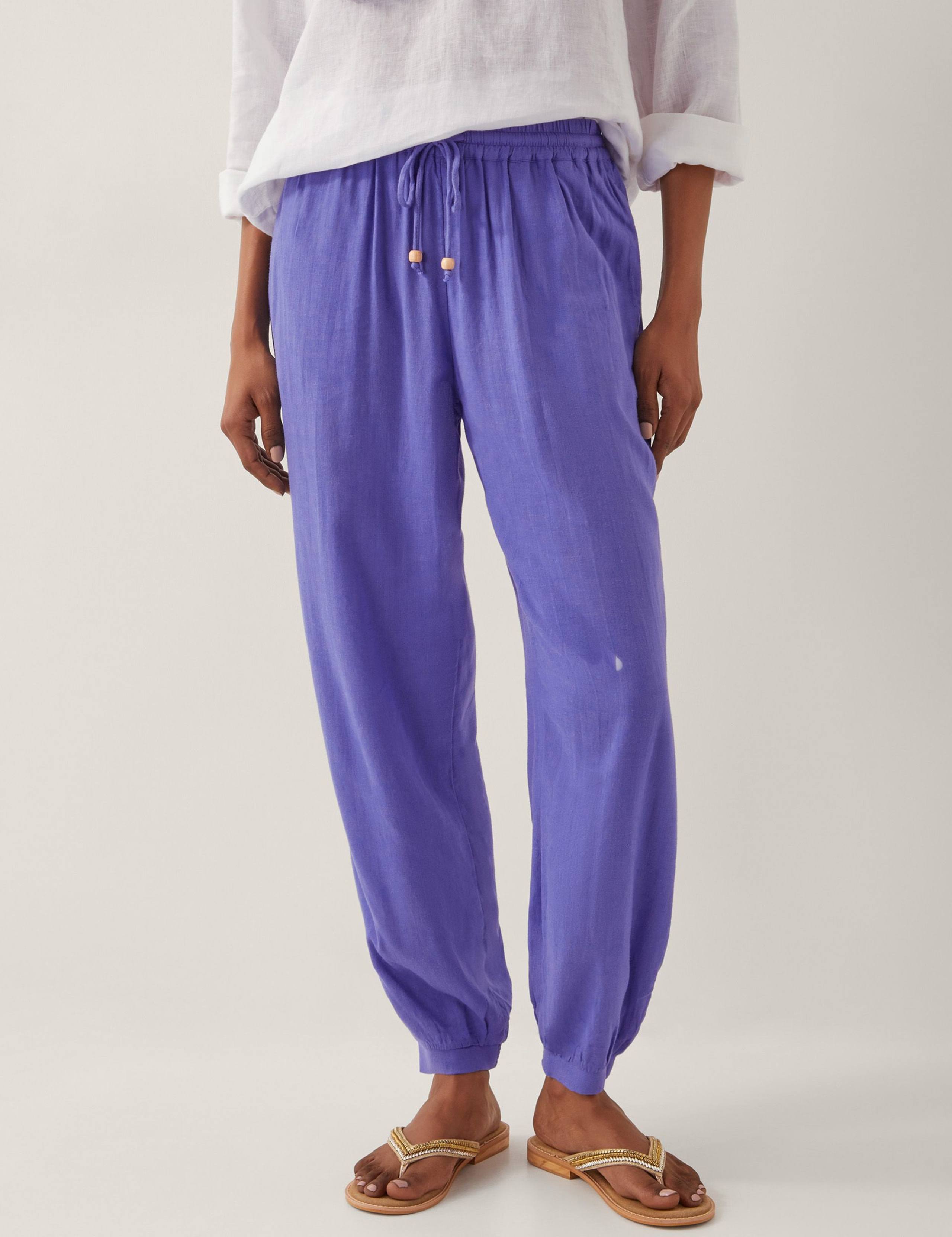 Straight Leg Cuffed Trousers With Linen 1 of 4