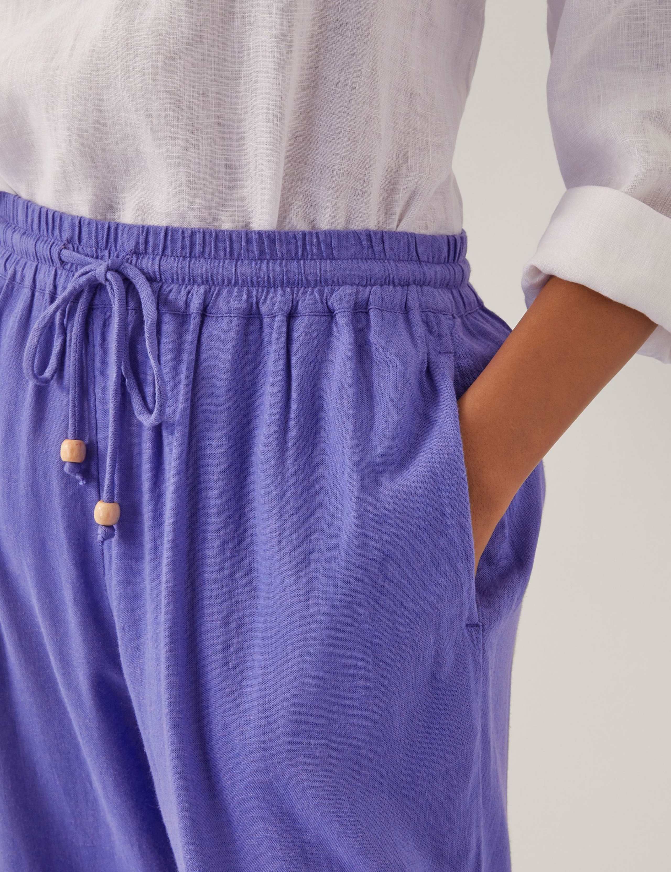 Straight Leg Cuffed Trousers With Linen 3 of 4