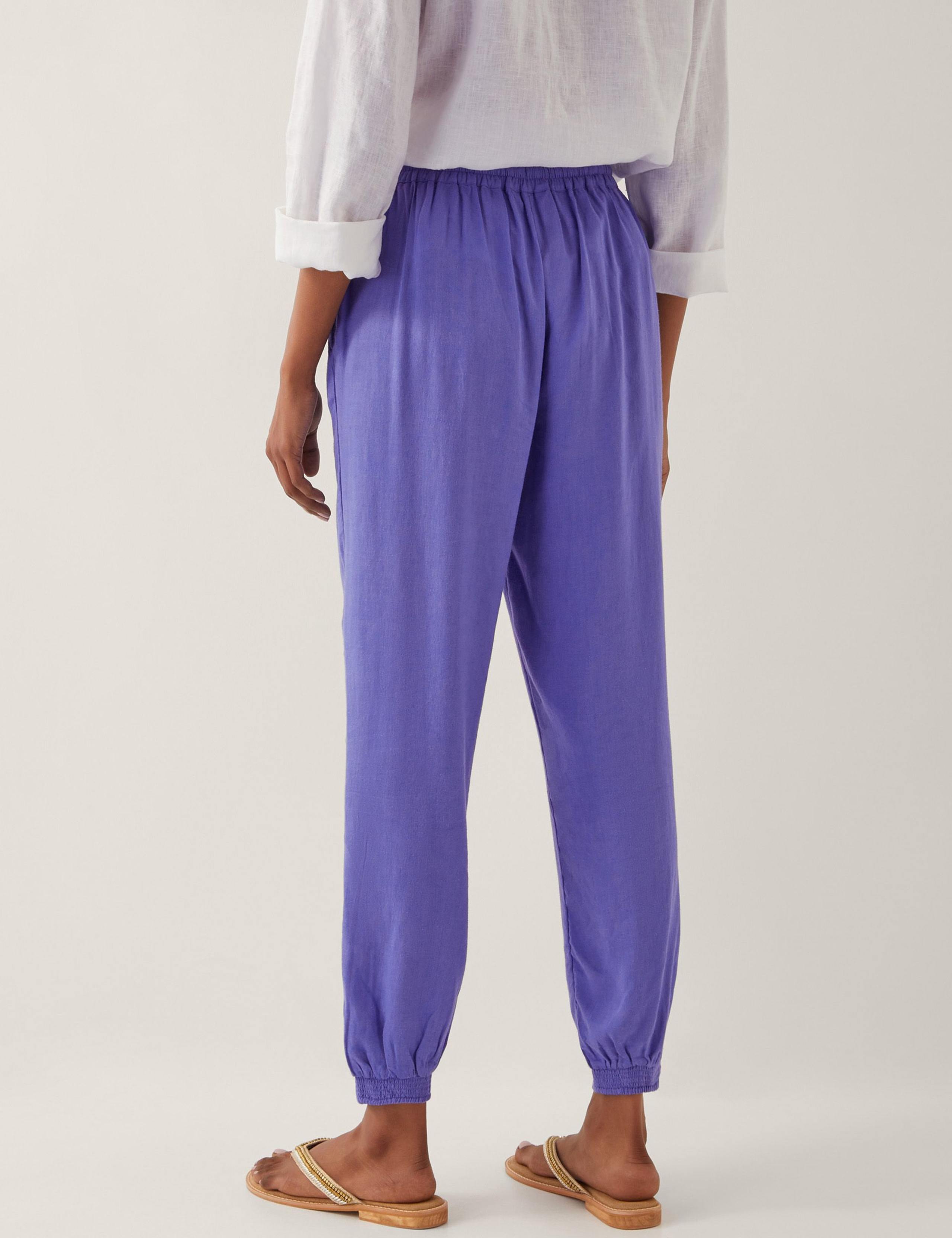 Straight Leg Cuffed Trousers With Linen 4 of 4