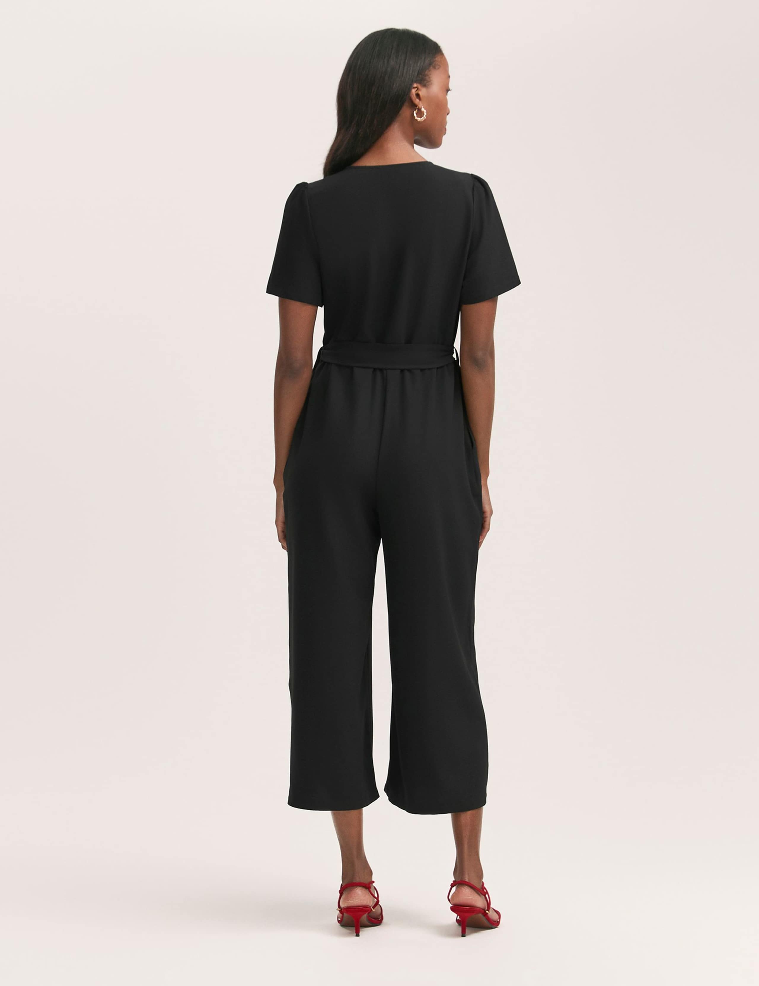 Crepe Button Front Short Sleeve Jumpsuit 2 of 4