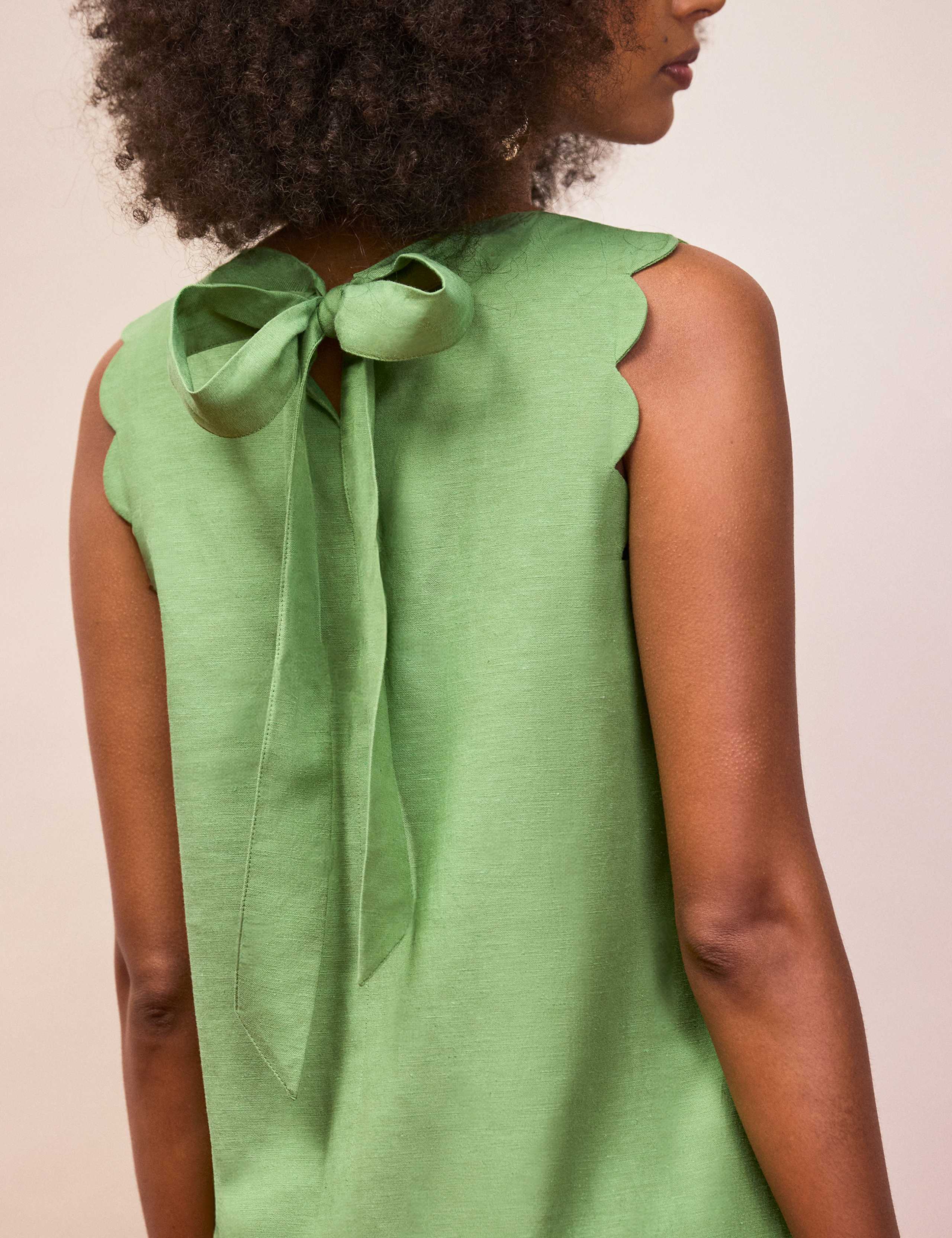 Cotton Blend Scallop Bow Mini Shift Dress 5 of 6