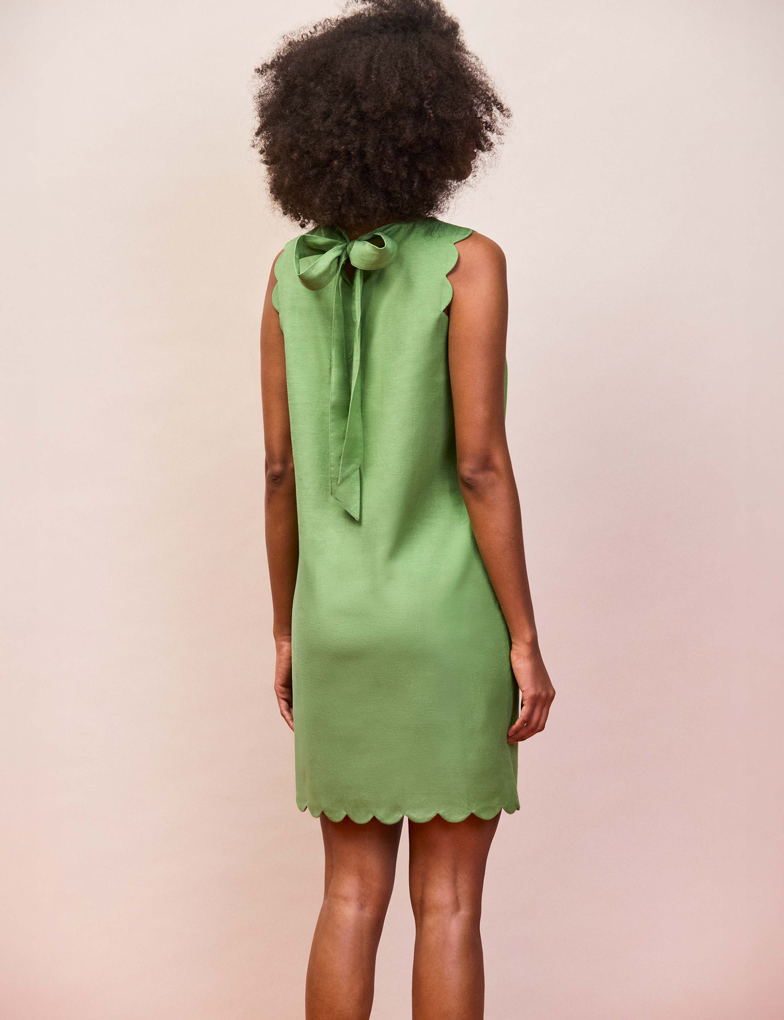 Cotton Blend Scallop Bow Mini Shift Dress 6 of 6