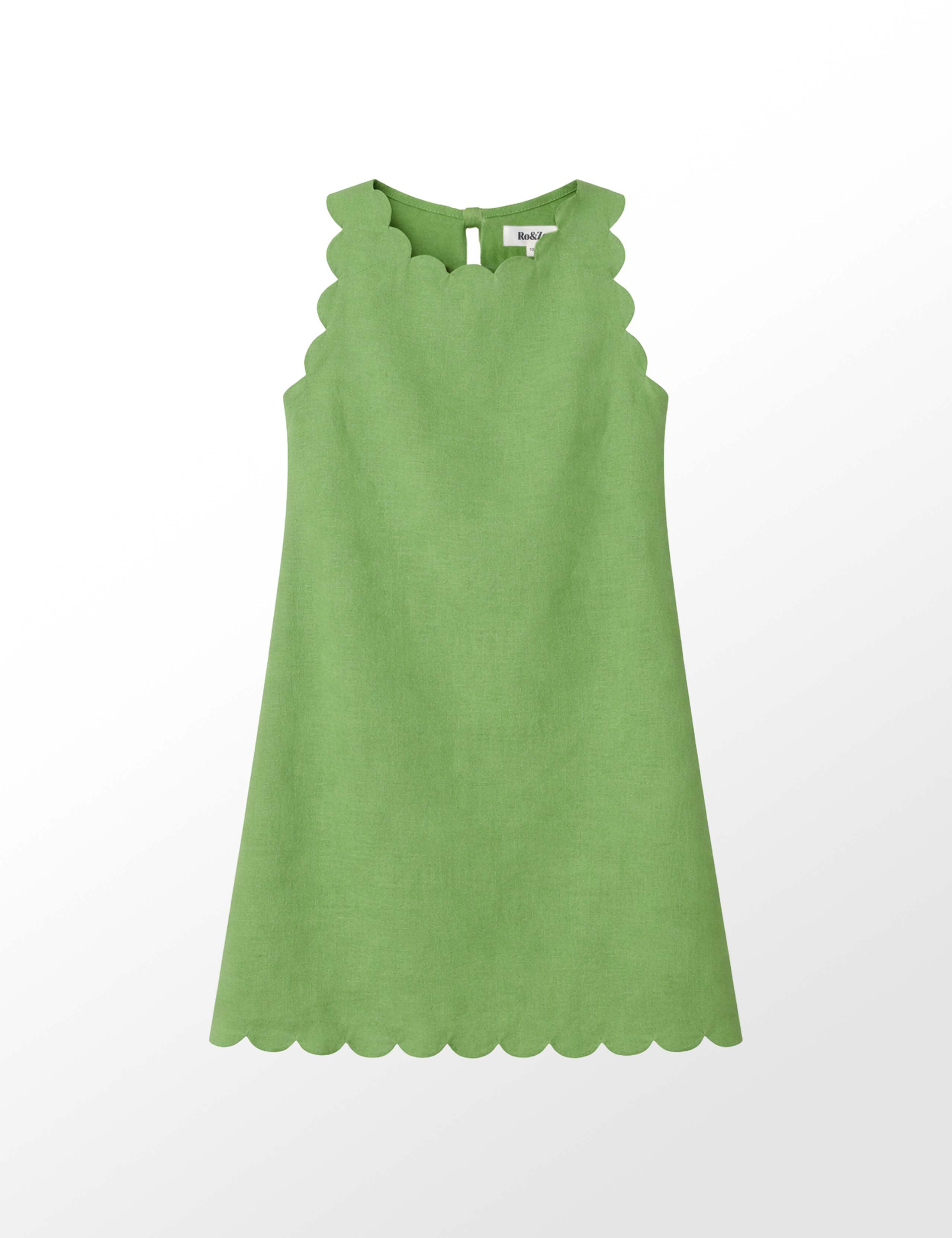 Cotton Blend Scallop Bow Mini Shift Dress 2 of 6