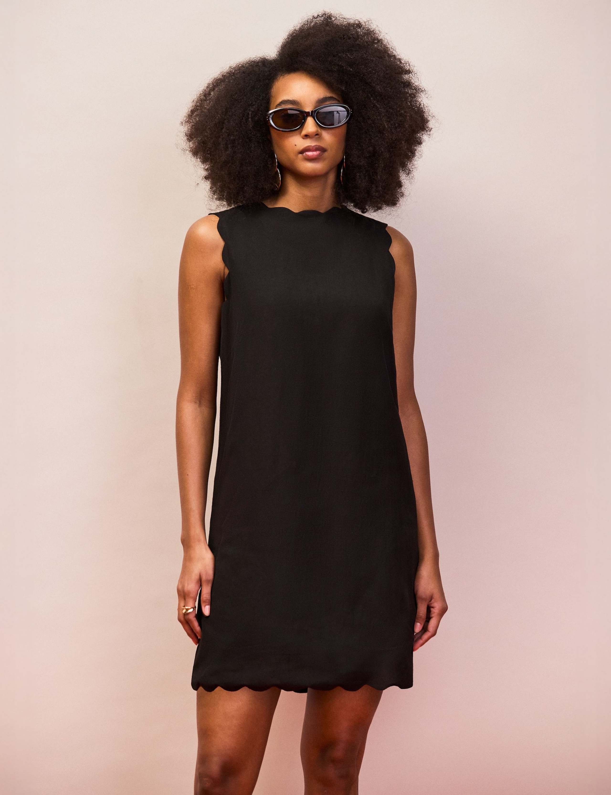 Cotton Blend Scallop Bow Mini Shift Dress 2 of 4