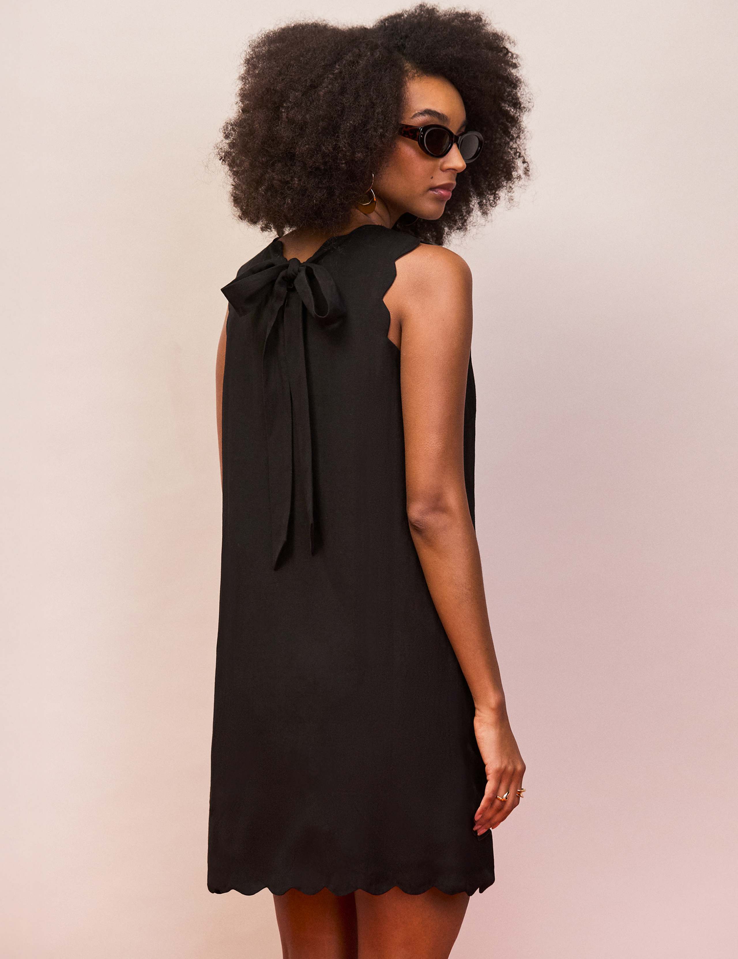 Cotton Blend Scallop Bow Mini Shift Dress 7 of 7