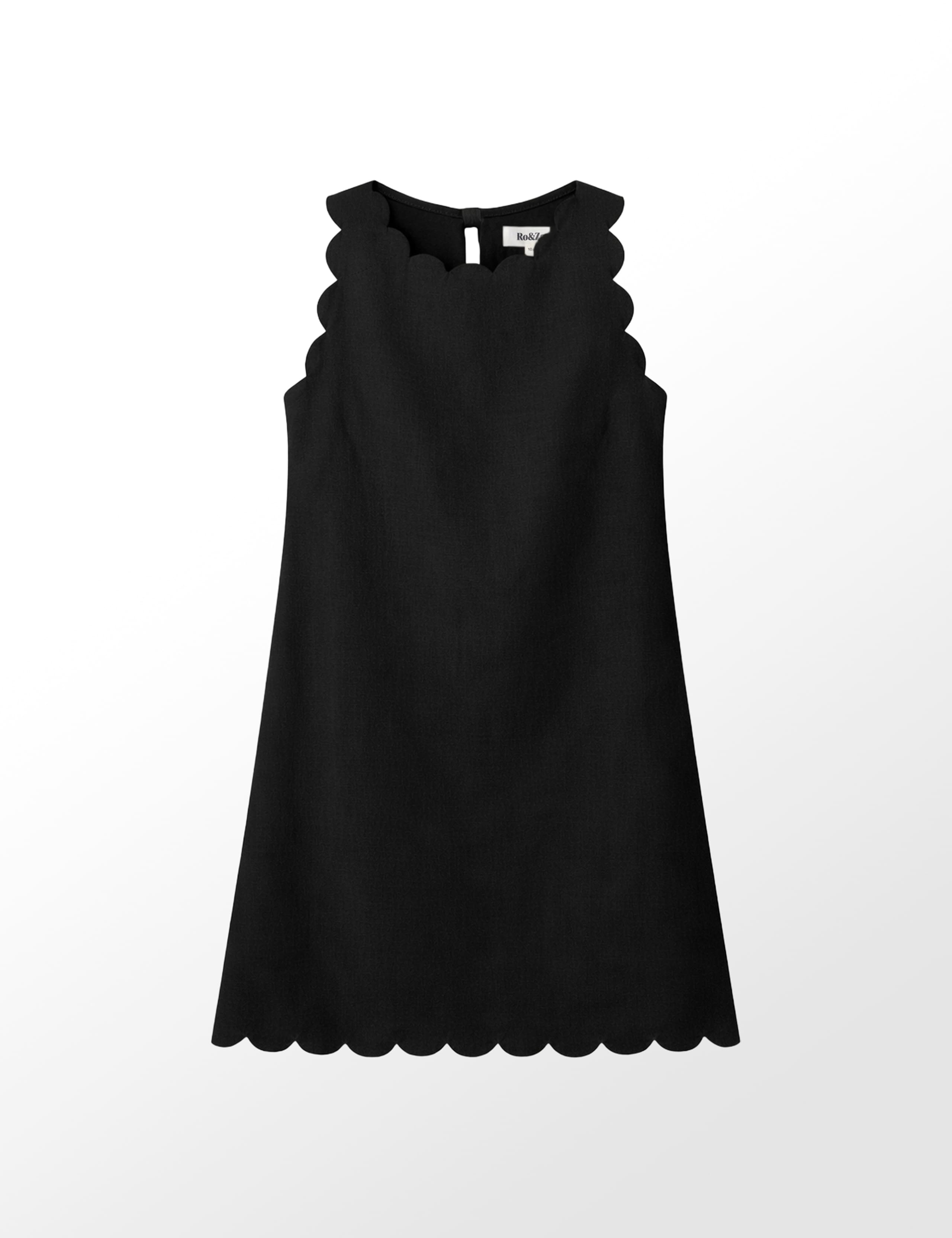 Cotton Blend Scallop Bow Mini Shift Dress 2 of 7