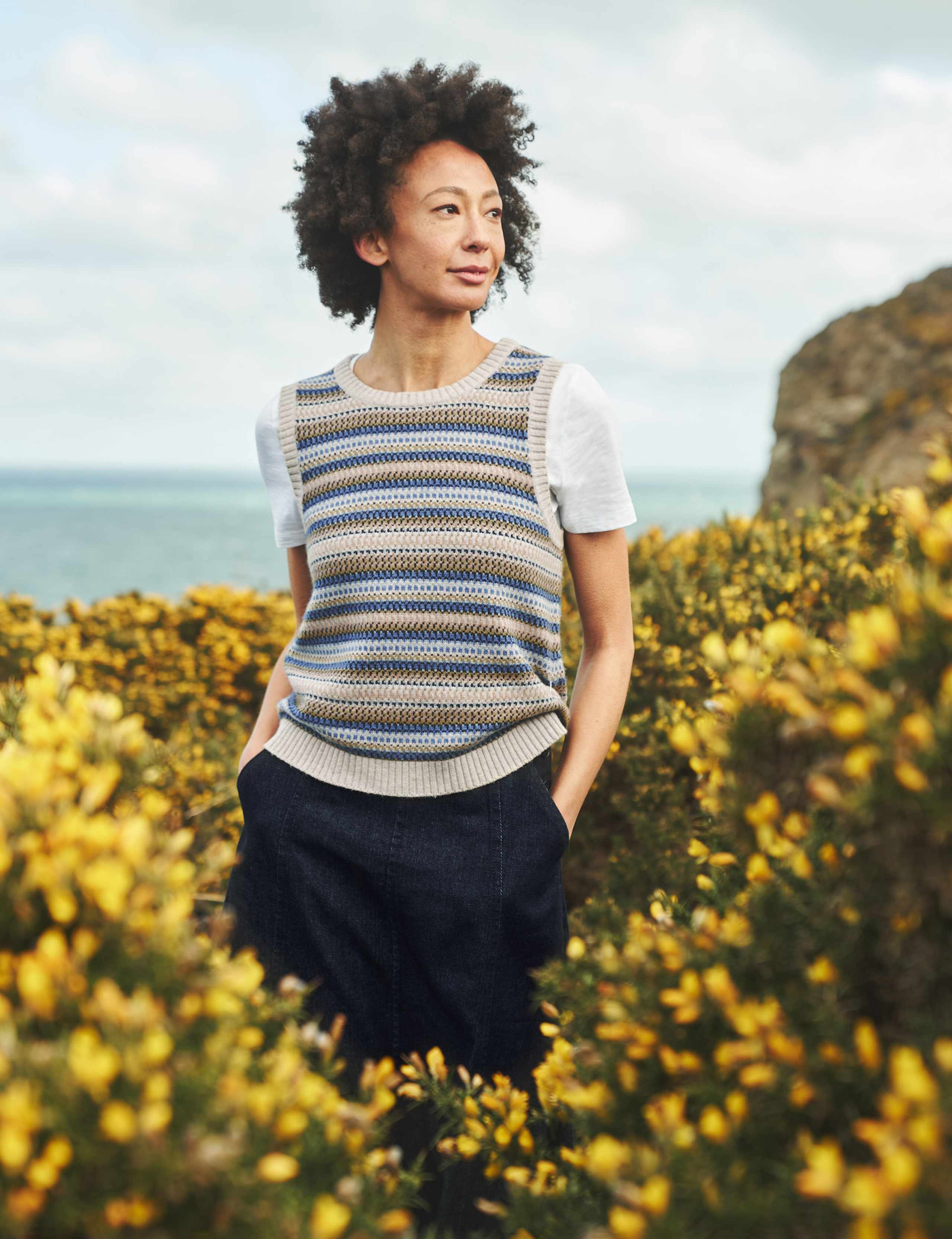 Fair Isle Round Neck Knitted Top with Wool 1 of 8