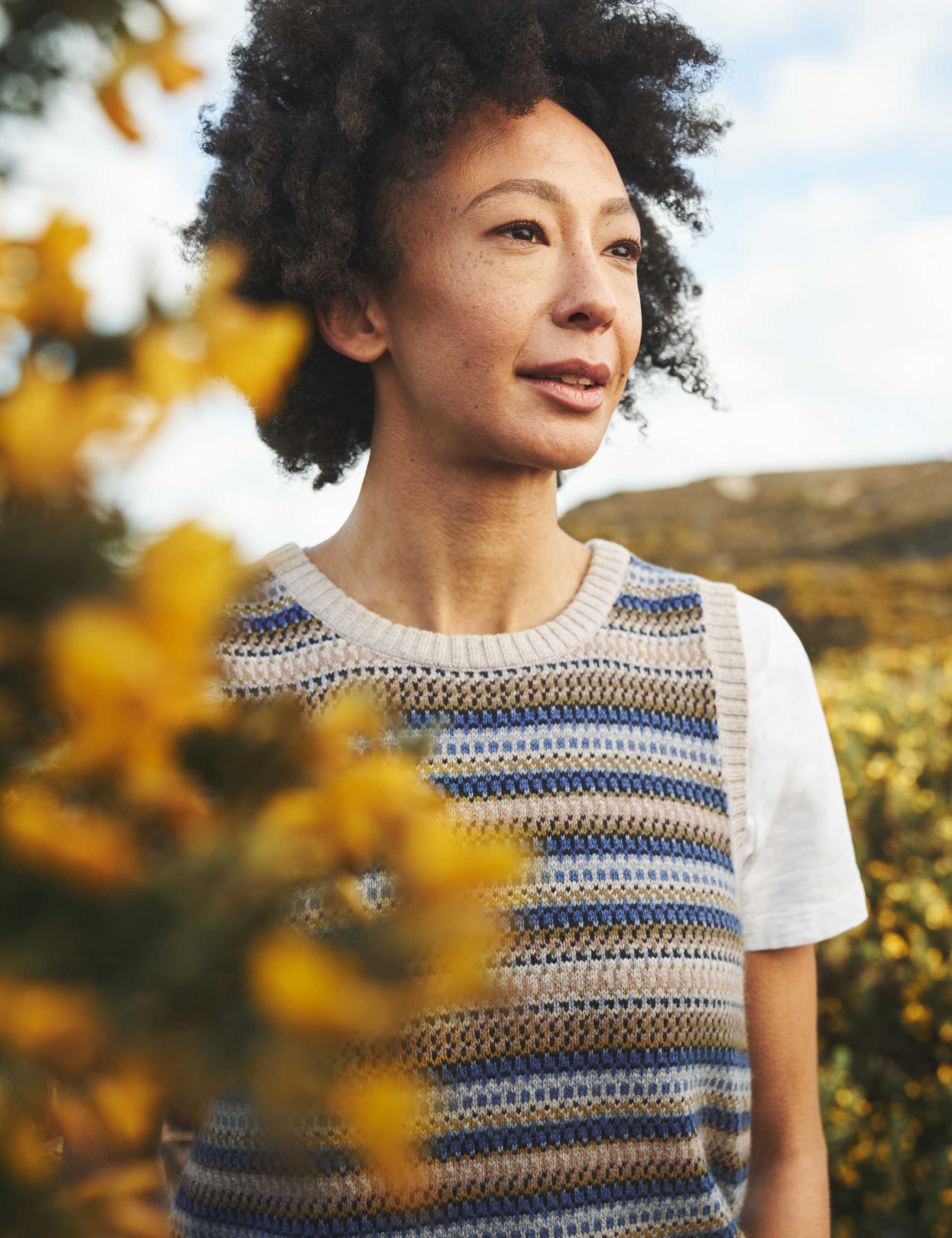 Fair Isle Round Neck Knitted Top with Wool 3 of 8