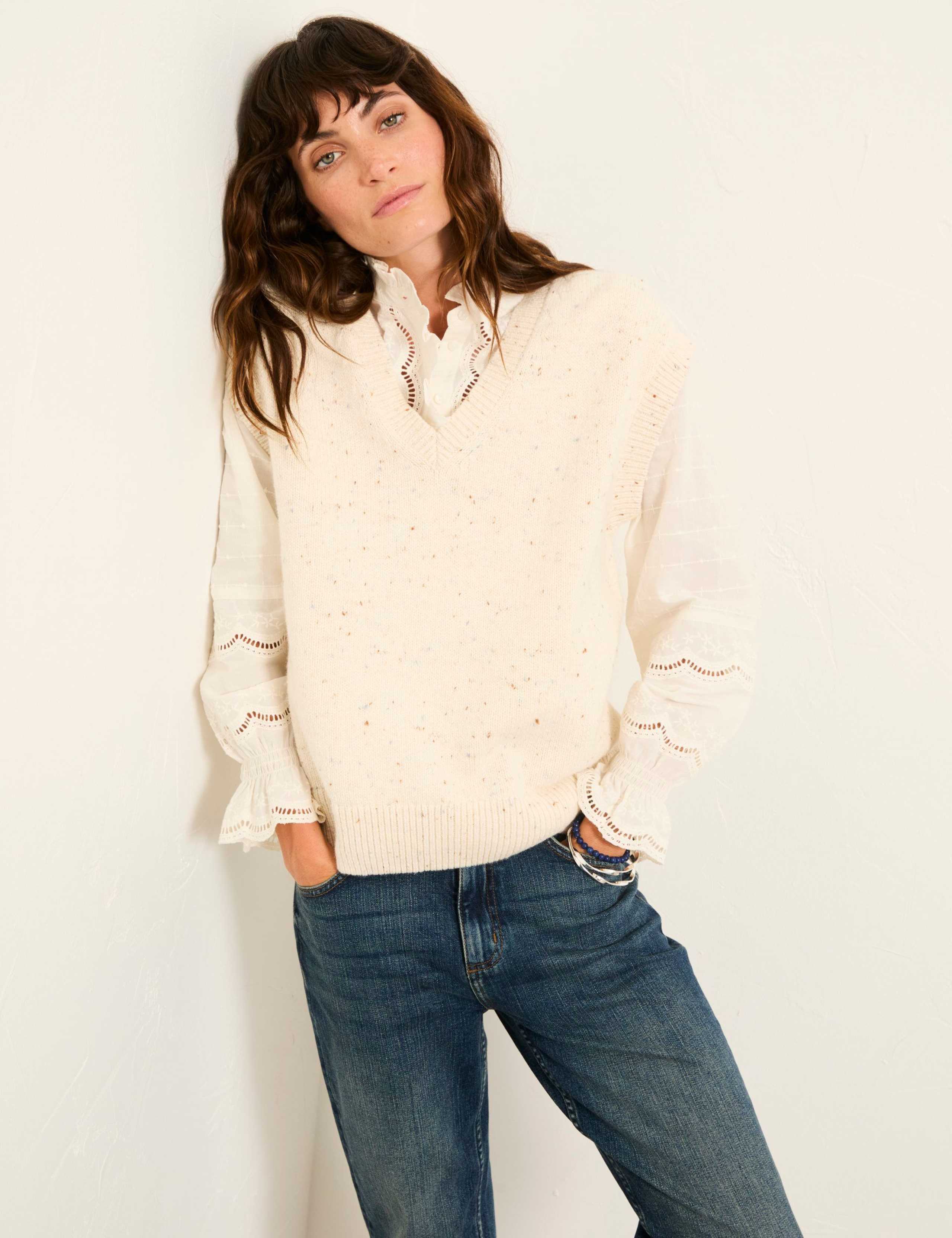 Cotton Rich Knitted Vest with Wool 1 of 7