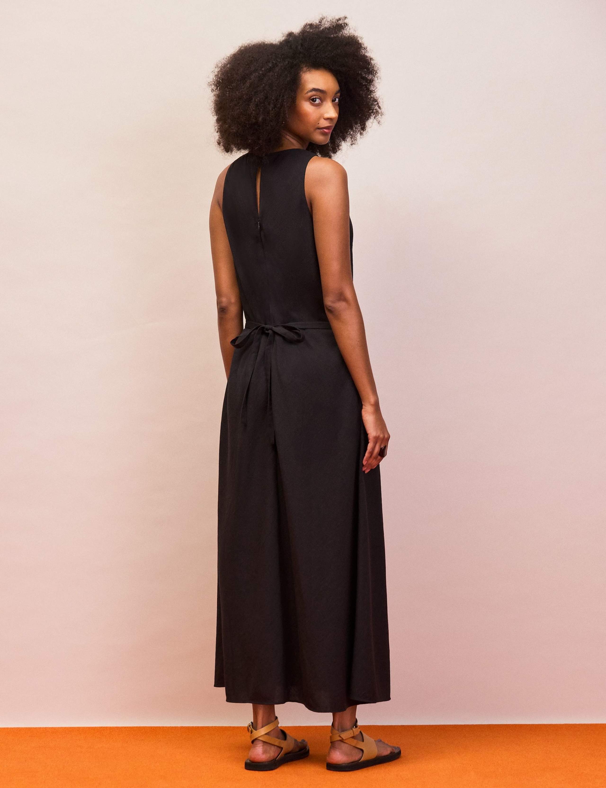 Cotton Blend Midaxi Column Dress with Linen 2 of 3