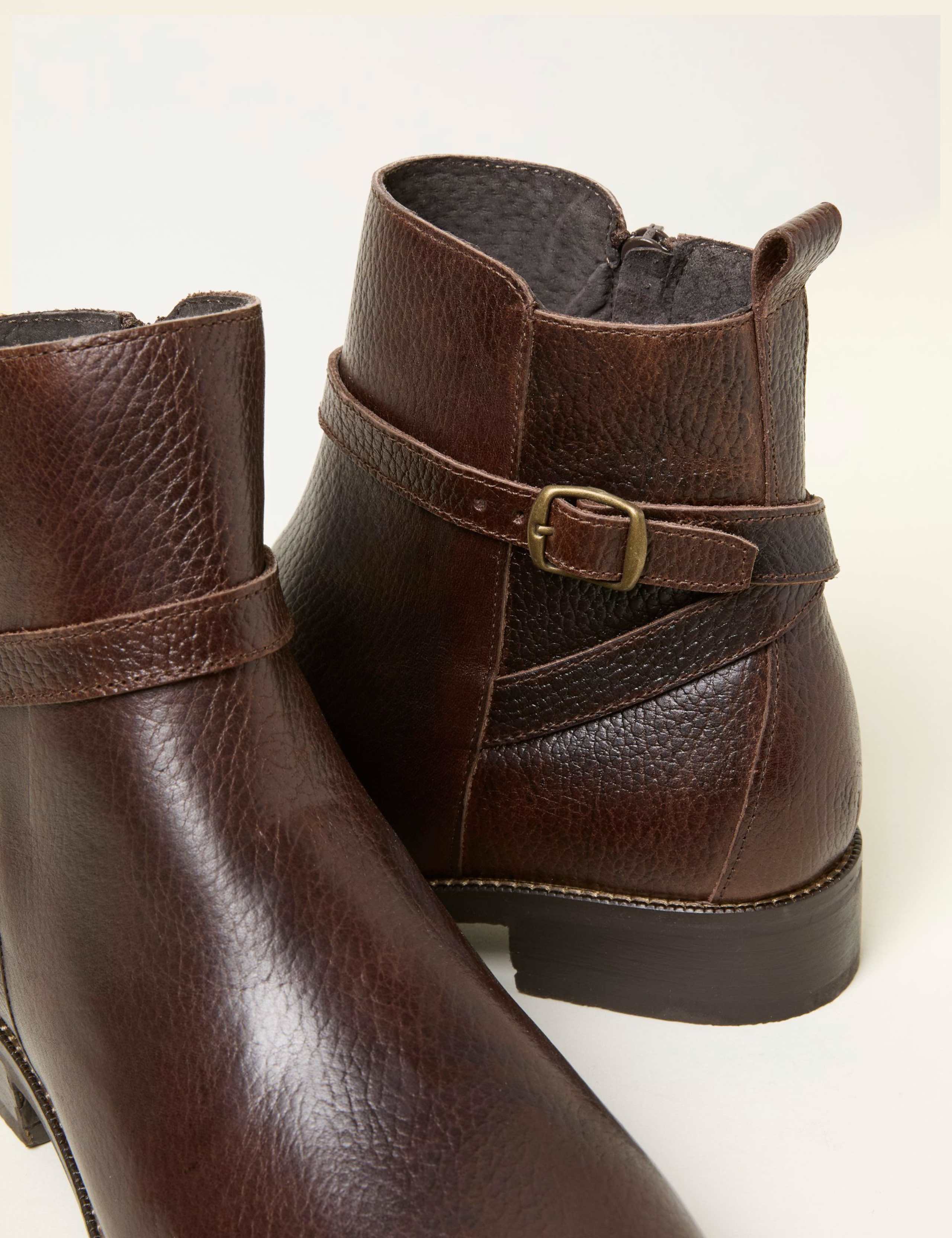 Leather Buckle Block Heel Ankle Boots 3 of 3