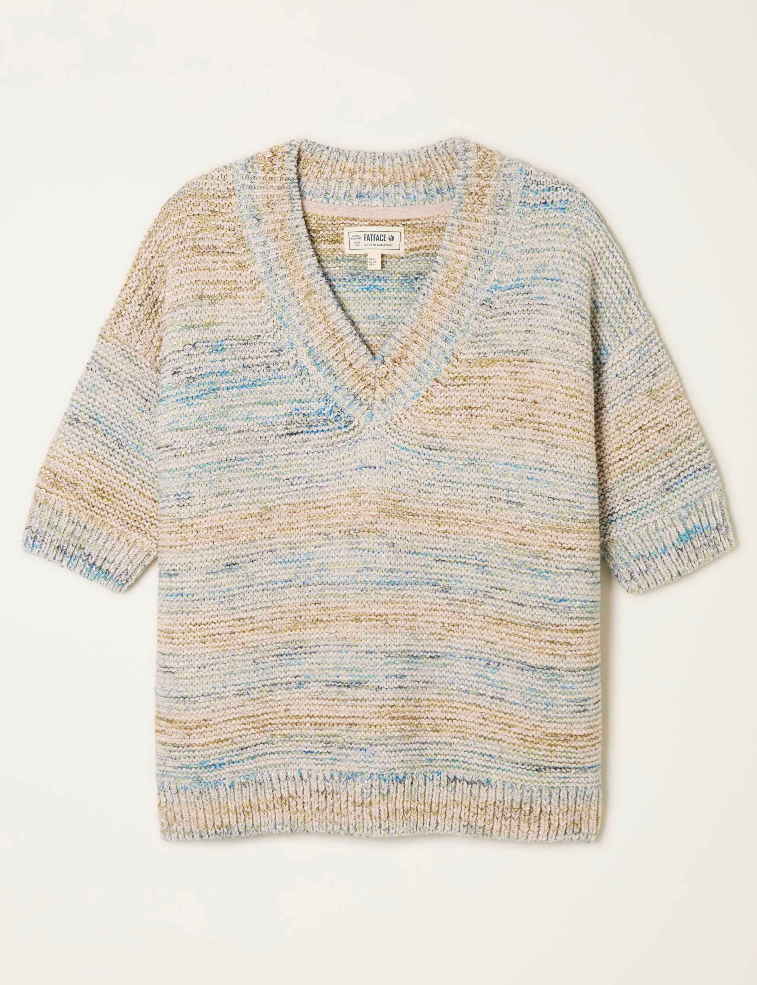 Cotton Rich Textured V-Neck Jumper 2 of 6