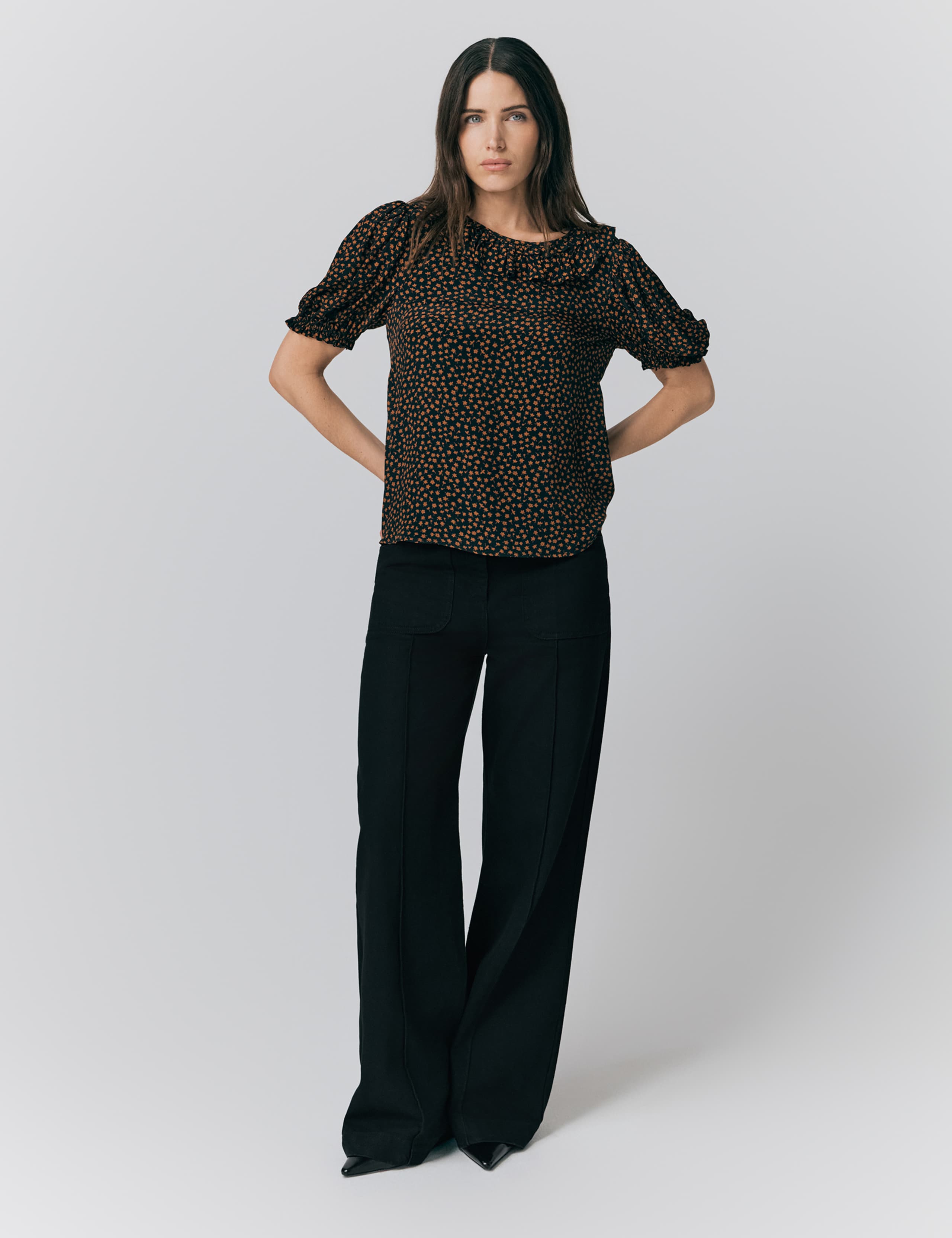 Floral Shirred Ruffle Blouse 2 of 4