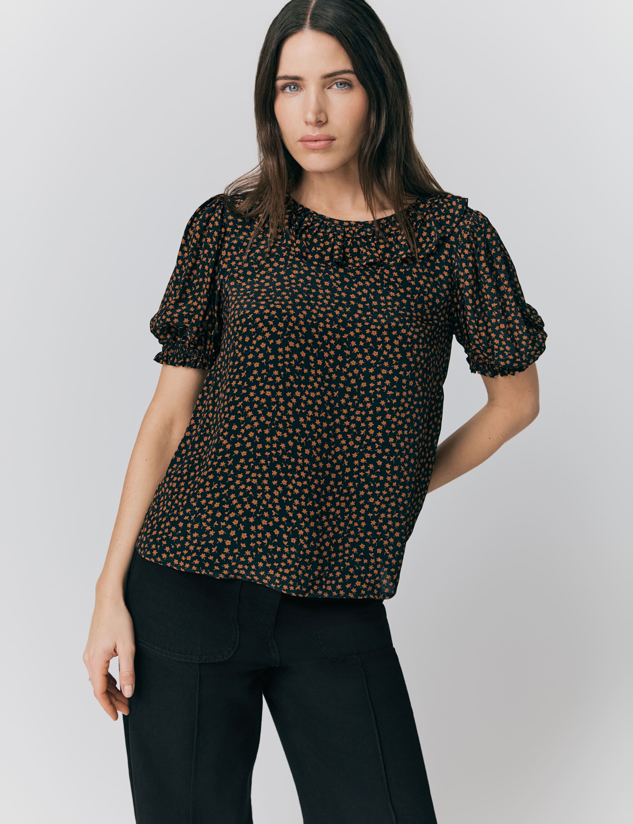 Floral Shirred Ruffle Blouse 4 of 4