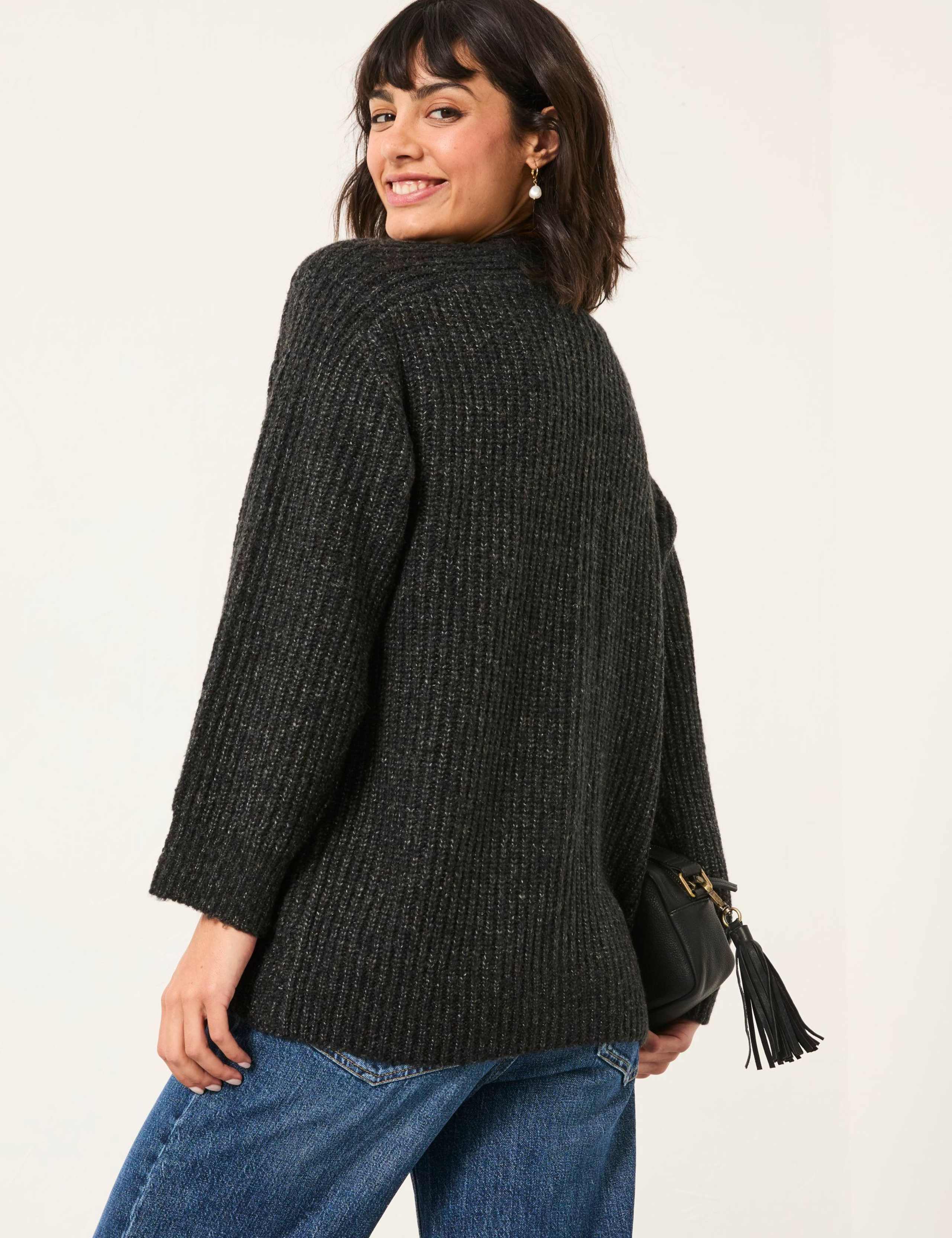 Textured V-Neck Cardigan with Wool 4 of 5