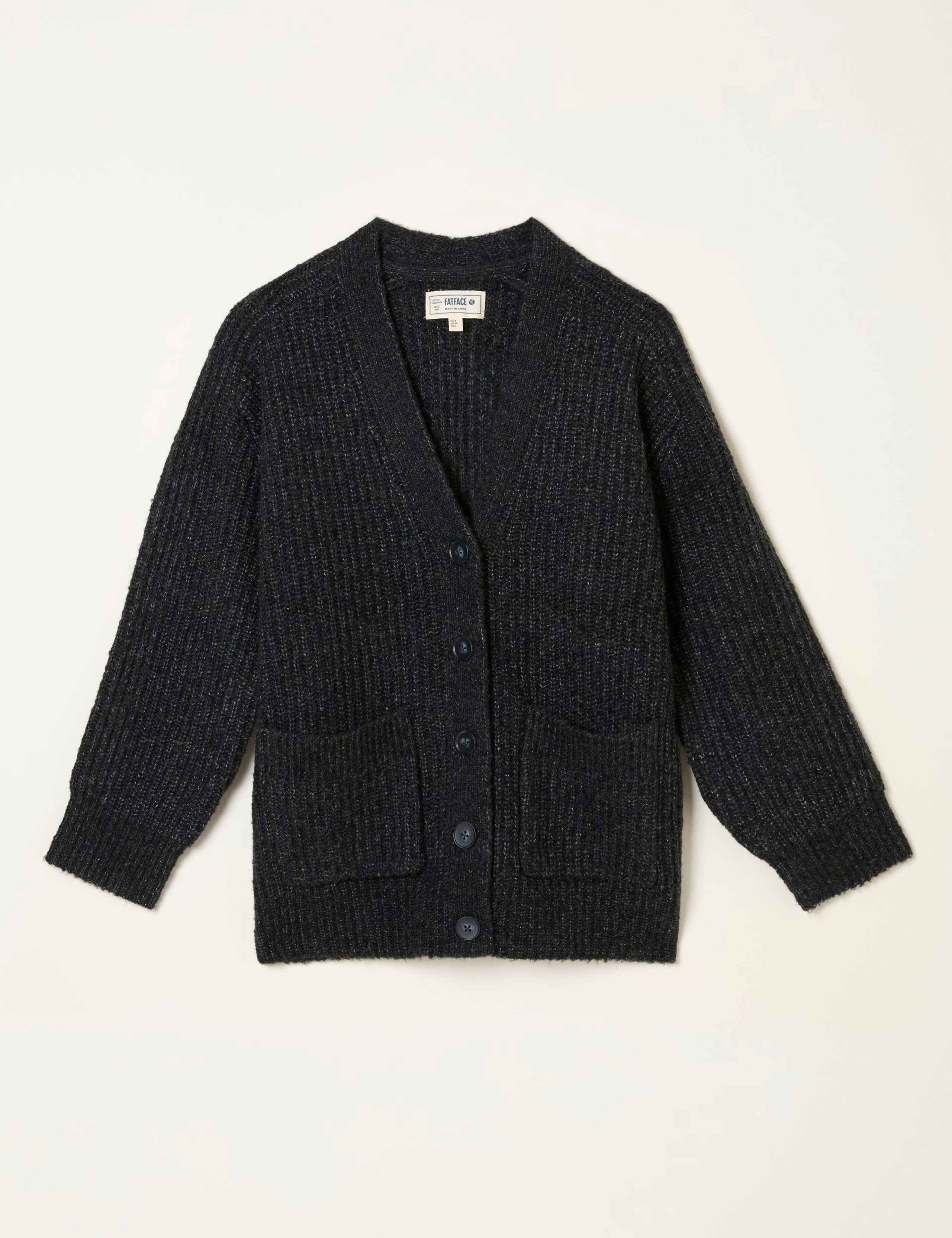 Textured V-Neck Cardigan with Wool 2 of 5