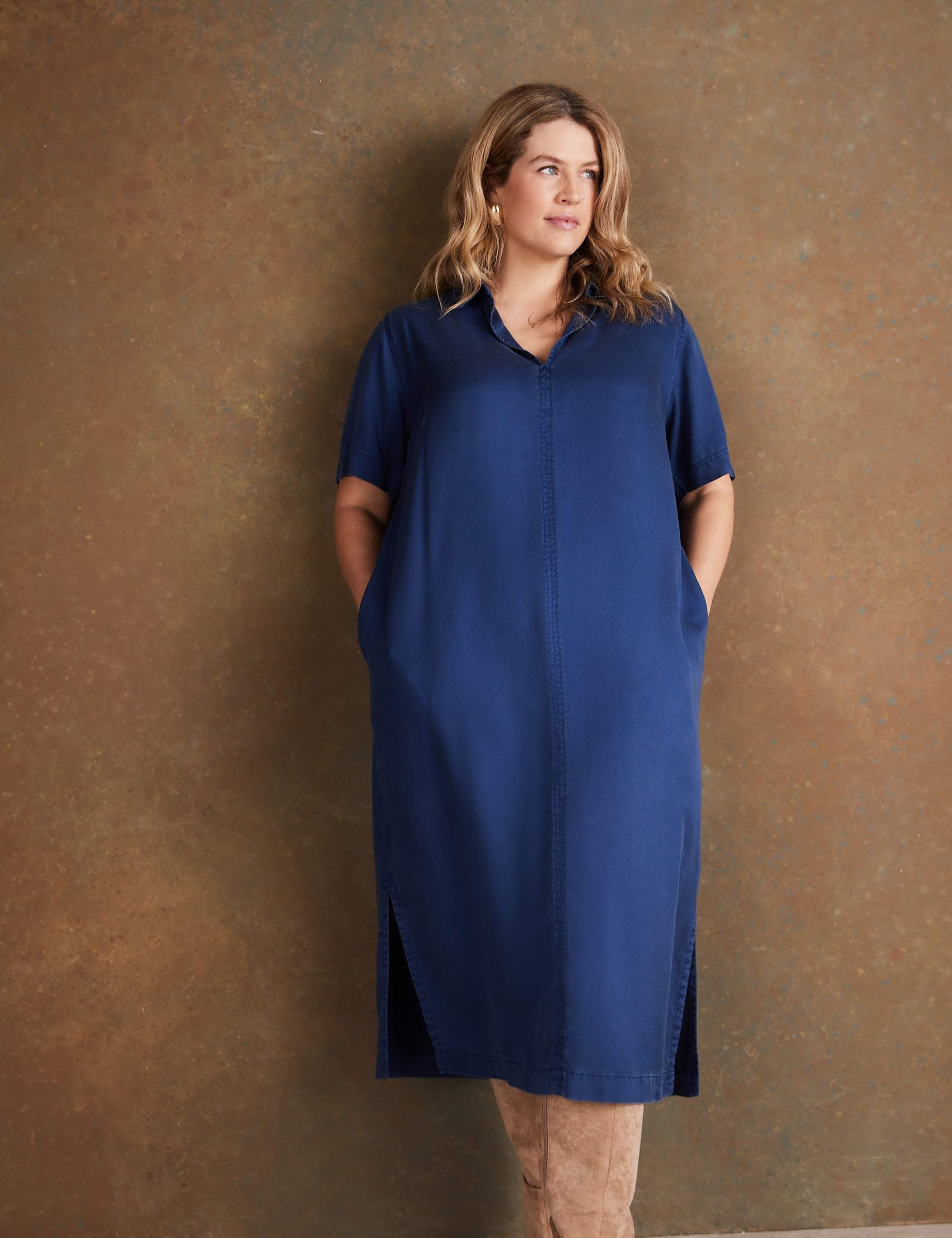 Pure Lyocell V-Neck Midaxi Shirt Dress 4 of 6