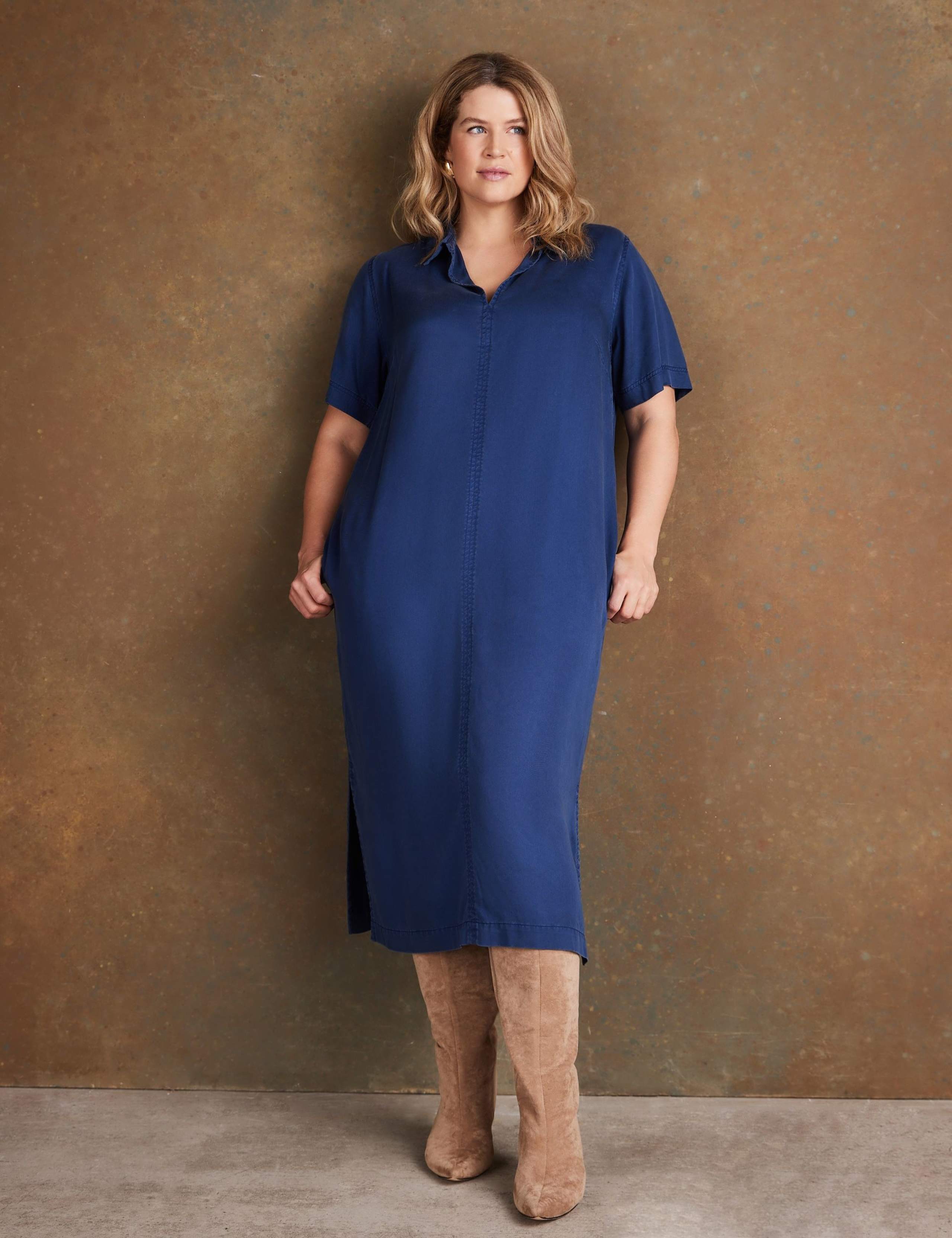 Pure Lyocell V-Neck Midaxi Shirt Dress 5 of 6