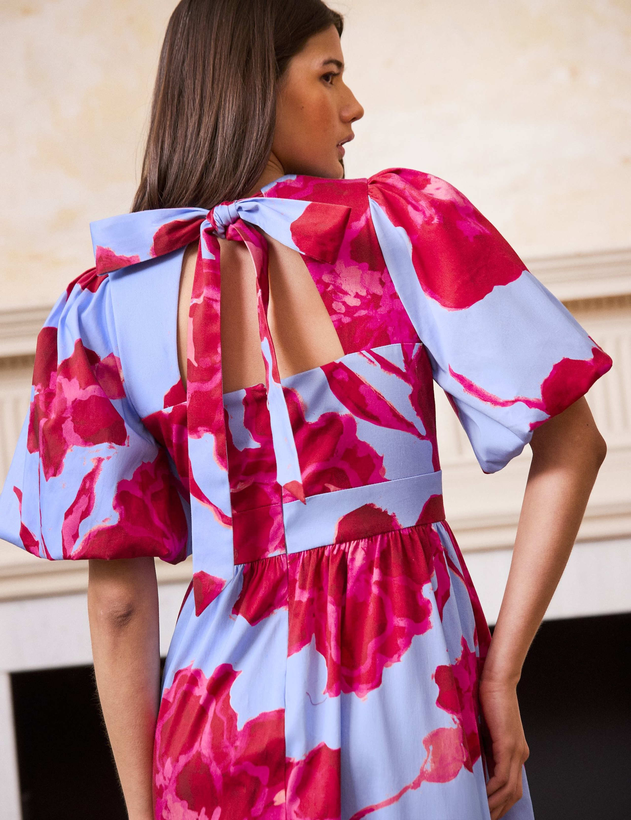 Cotton Rich Floral Midaxi Waisted Dress 5 of 5