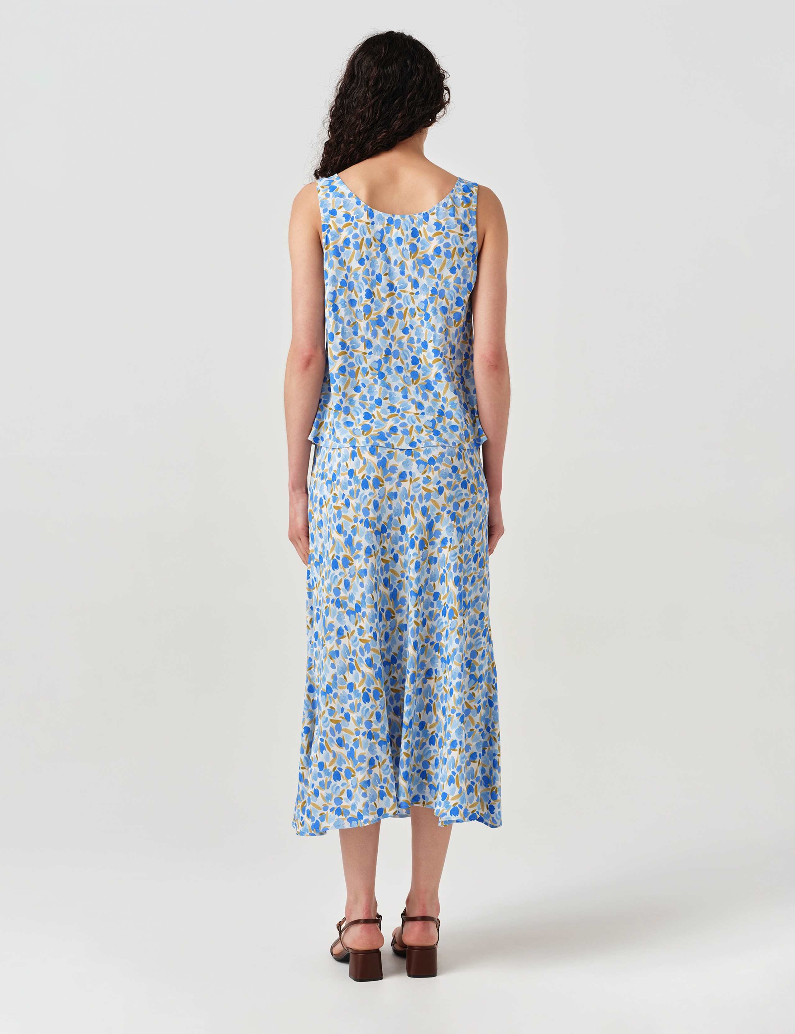Crepe Floral Midi Slip Skirt 2 of 5
