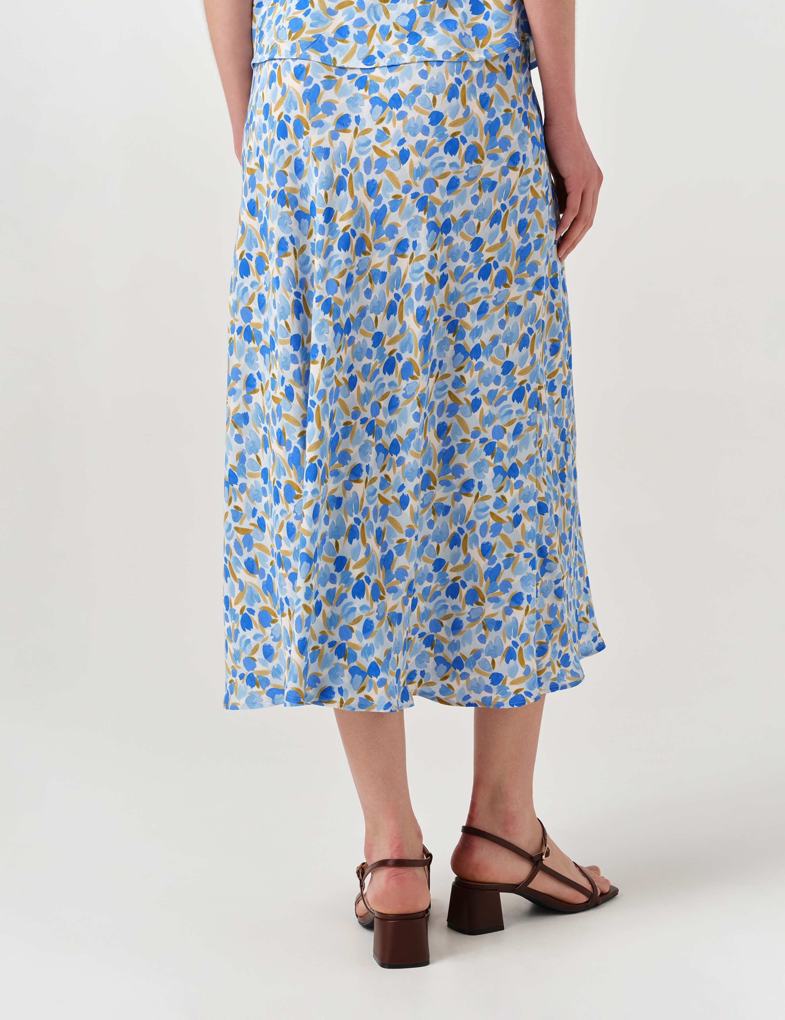 Crepe Floral Midi Slip Skirt 3 of 5