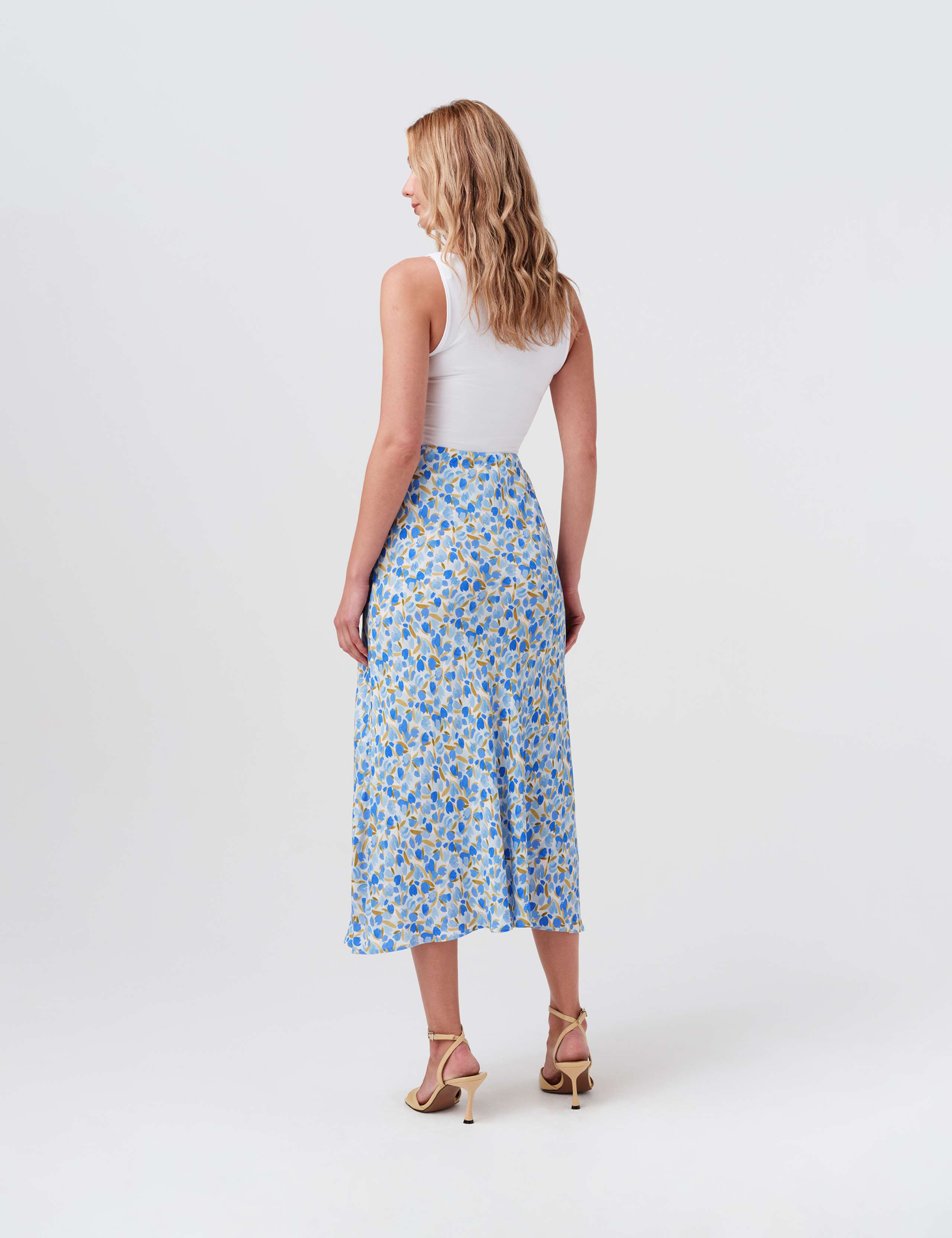 Crepe Floral Midi Slip Skirt 6 of 7