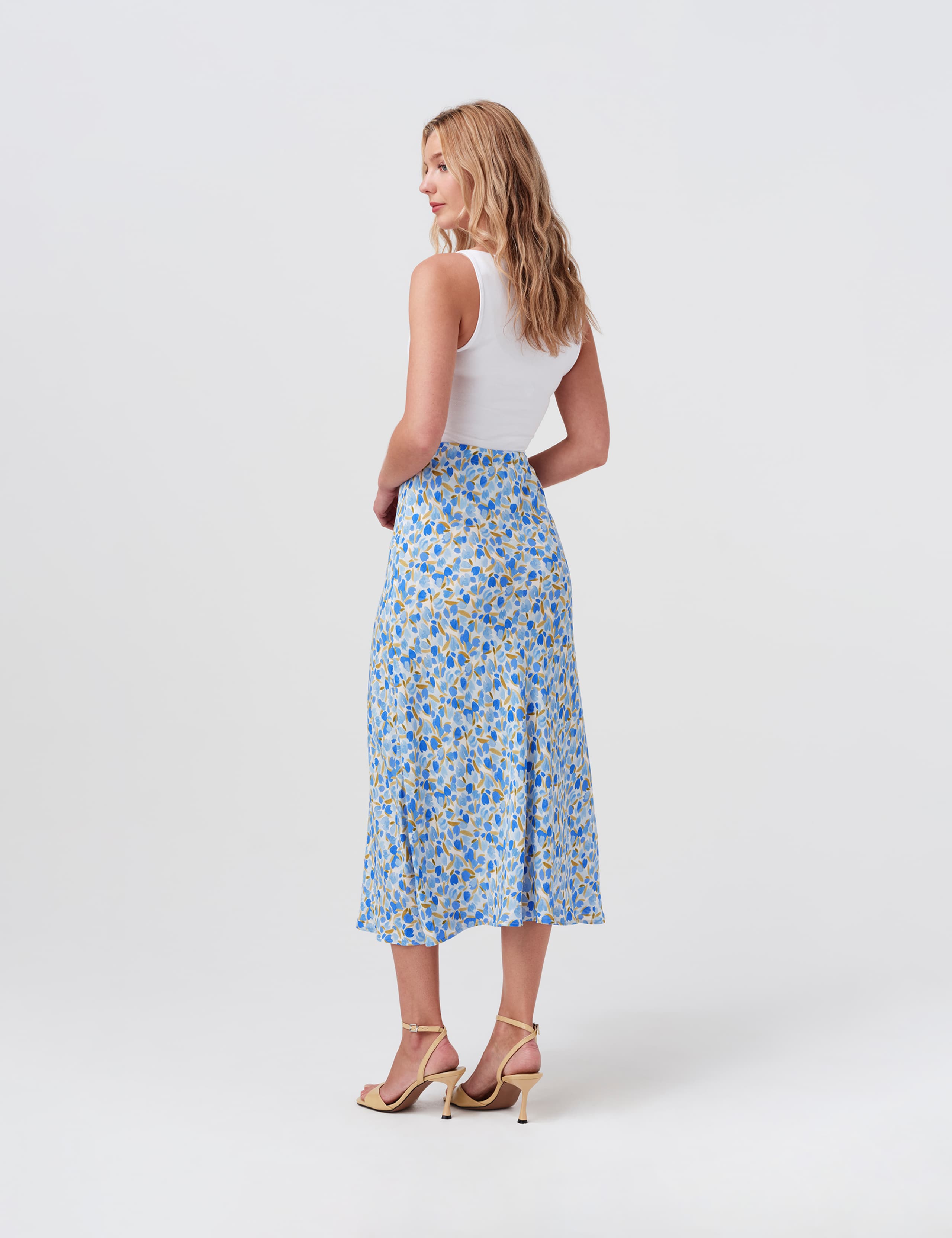 Crepe Floral Midi Slip Skirt 7 of 7