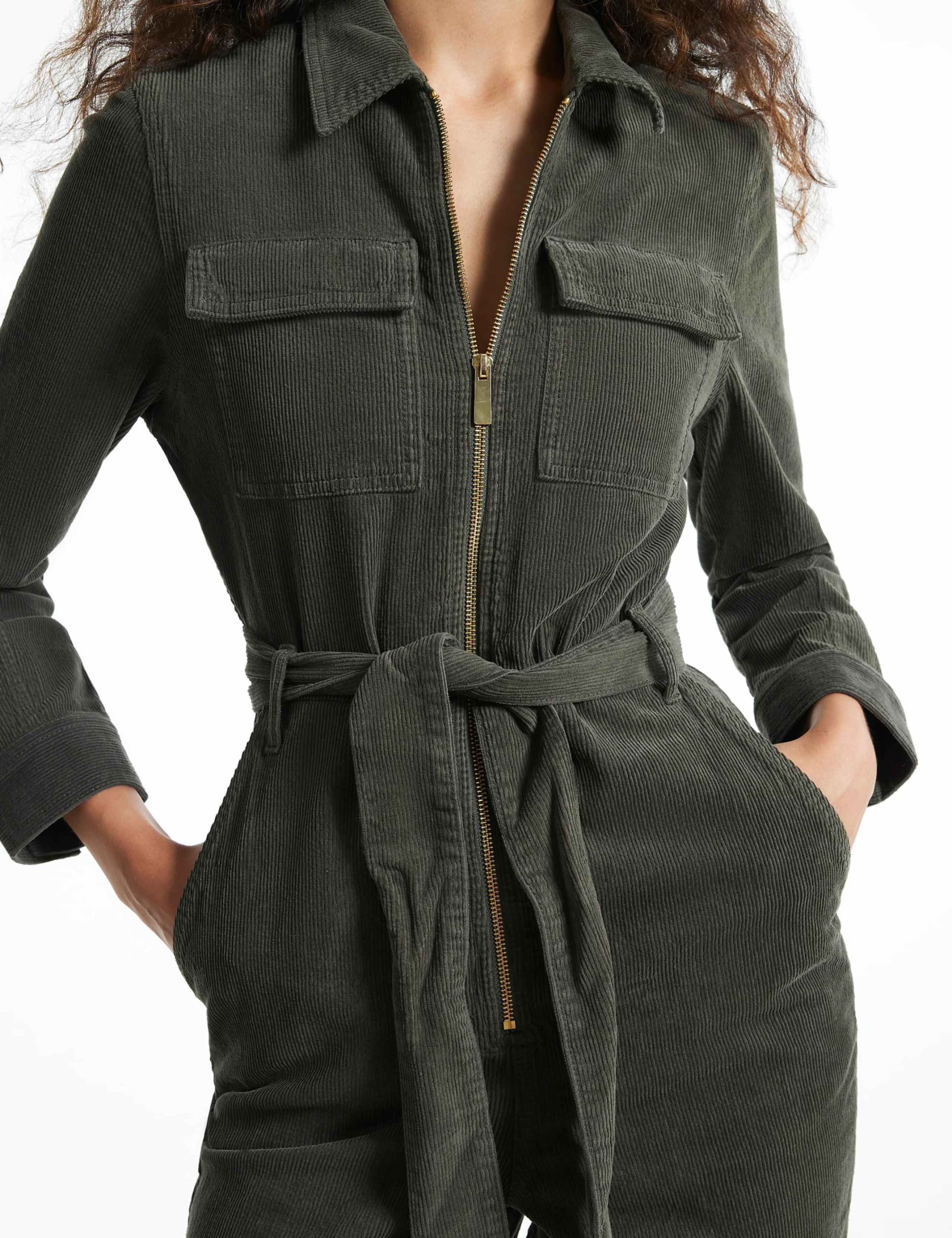 Pure Cotton Cord Belted Collared Jumpsuit 3 of 6